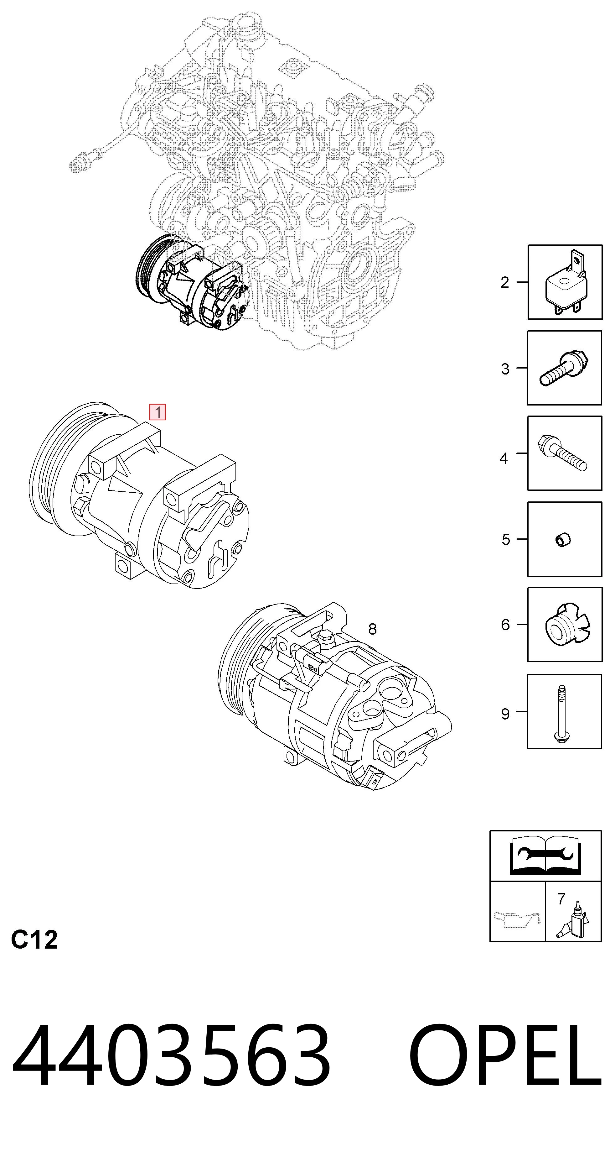 4403563 Opel Sprężarka klimatyzacji
