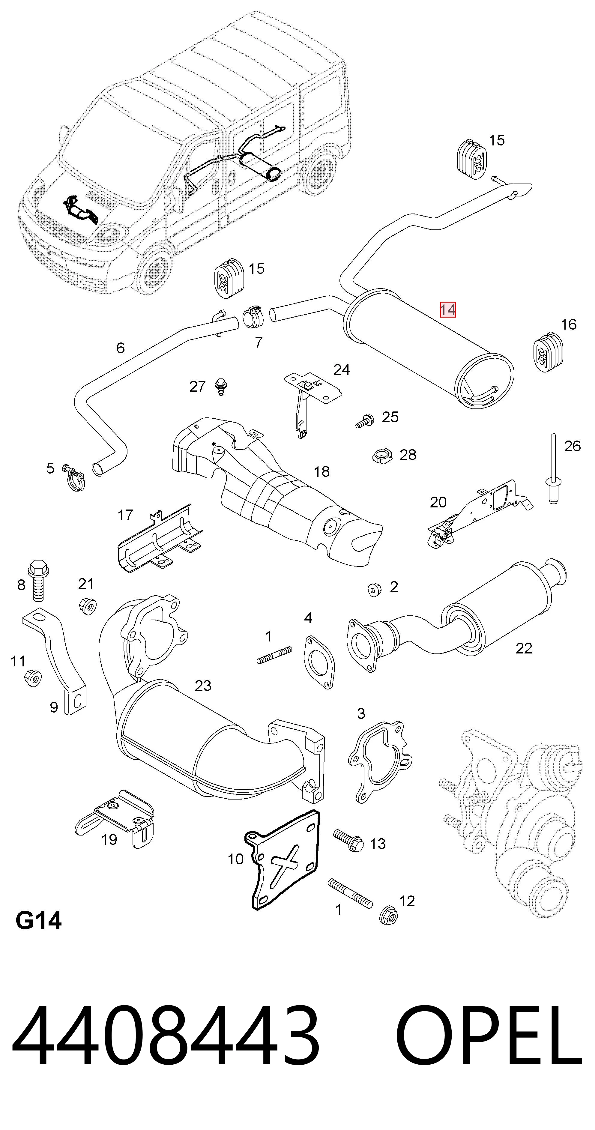Tłumik, tylna część Renault Trafic II awangarda (FL) (2001 - 2014) cena, od 113,36 USD