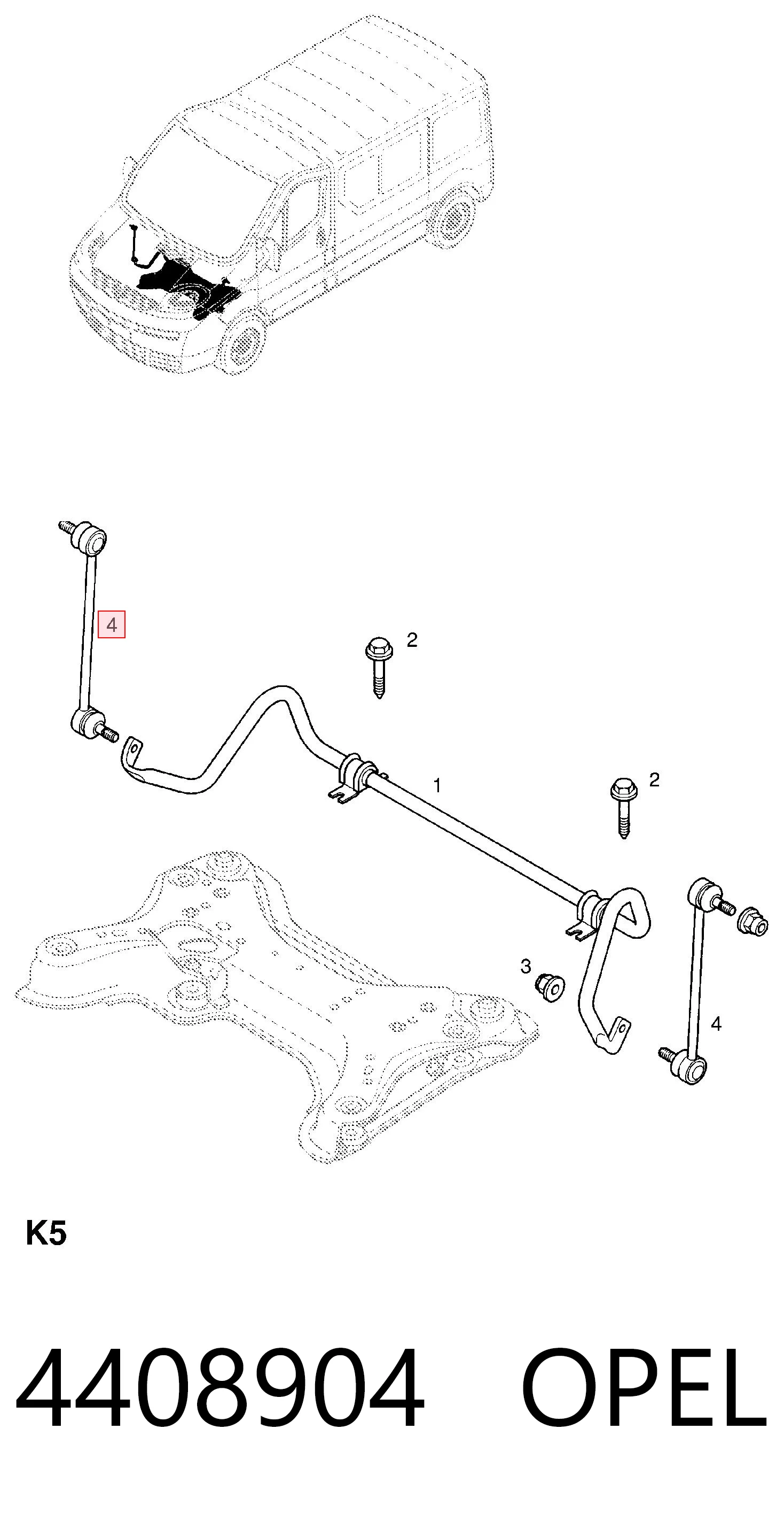 4408904 Opel Łącznik stabilizatora przedniego