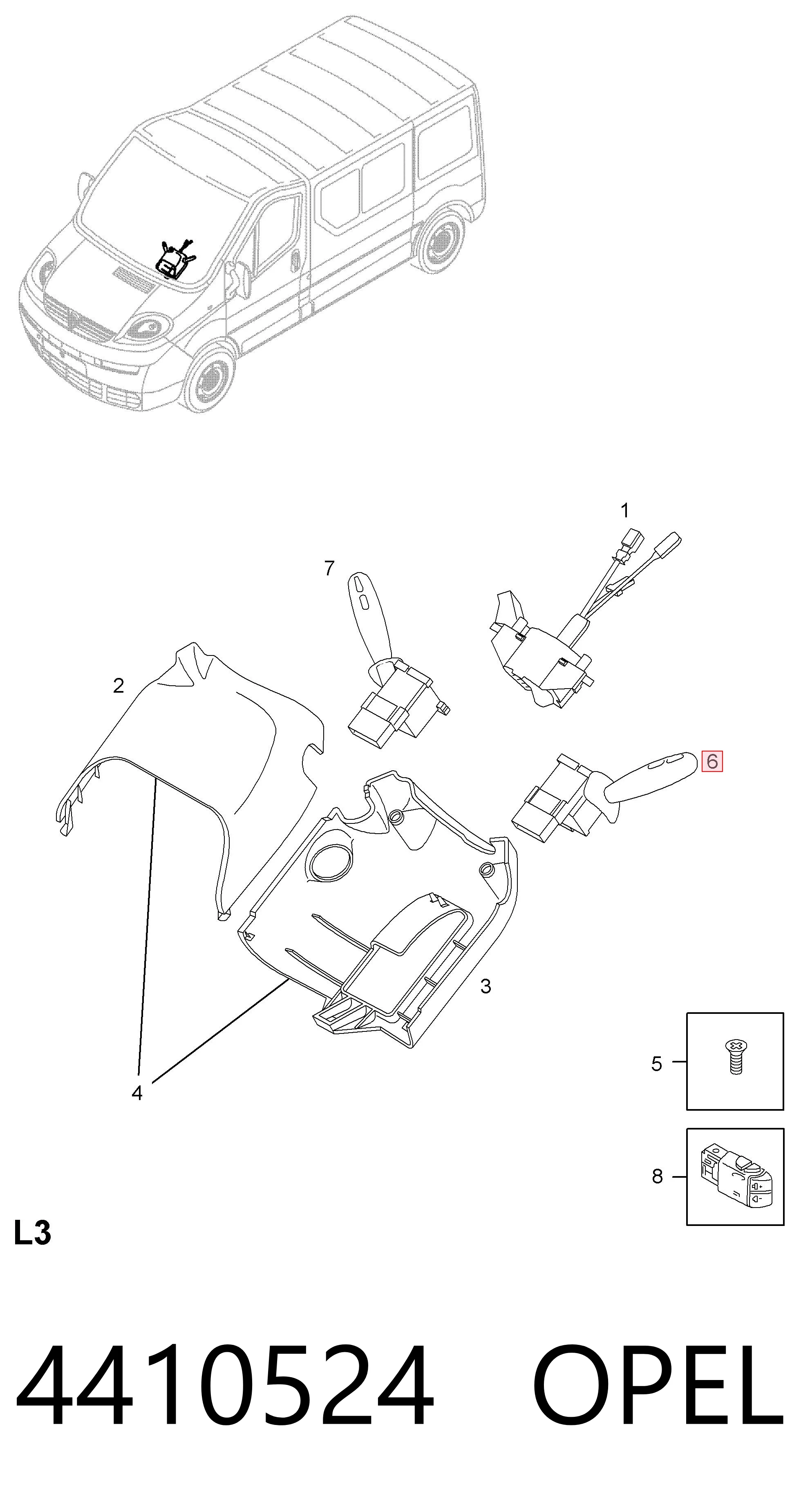 4410524 Opel Przełącznik zespolony lewy