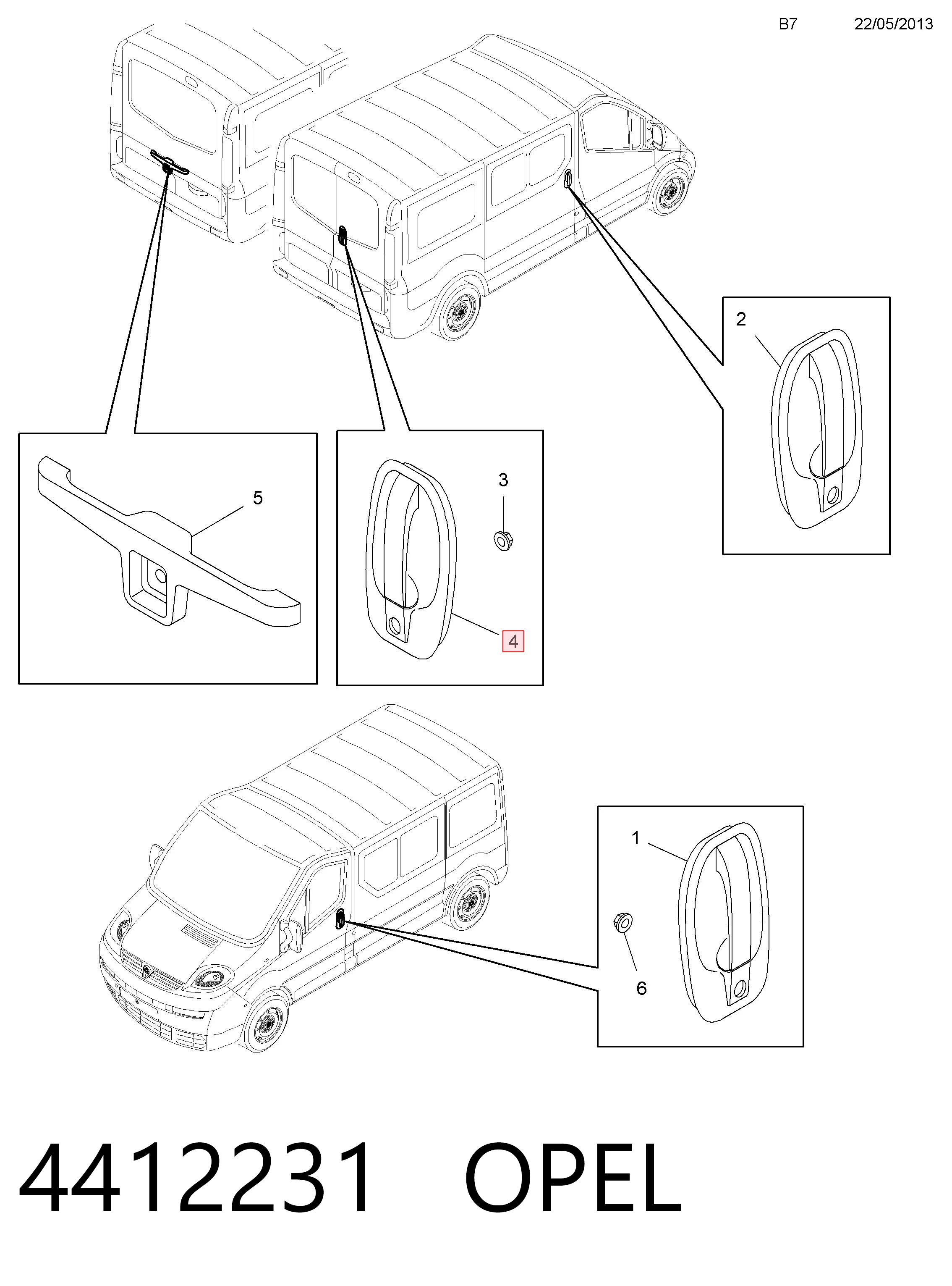 Klamka drzwi tylnych skrzydłowych prawa zewnętrzna Renault (RVI) 93851815 cena, od 36,07 USD