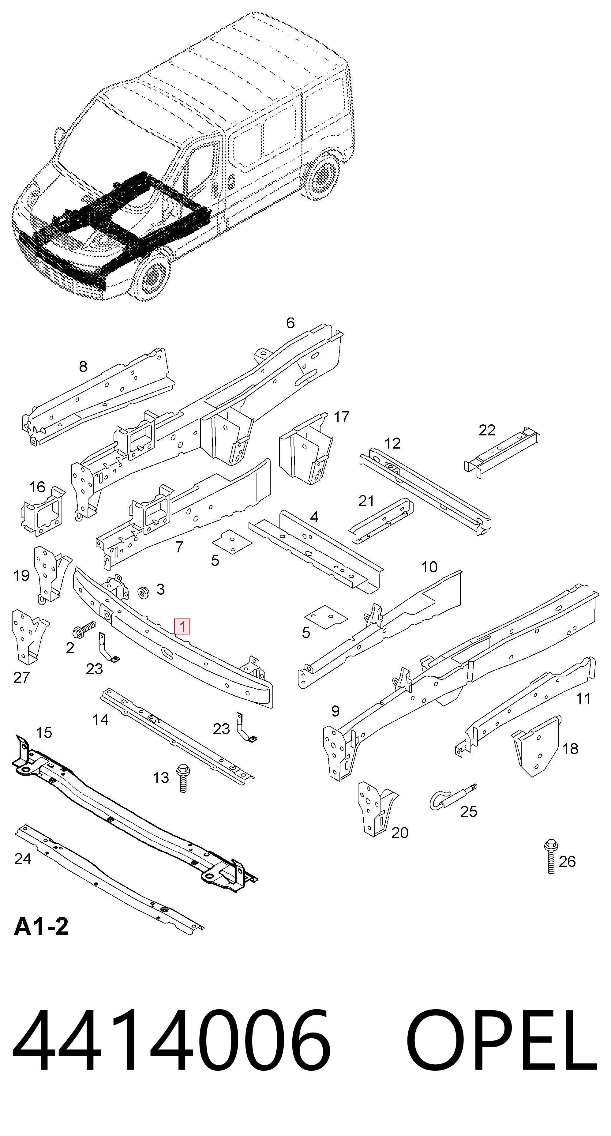 Wzmocnienie zderzaka przedniego do Renault Trafic II FL