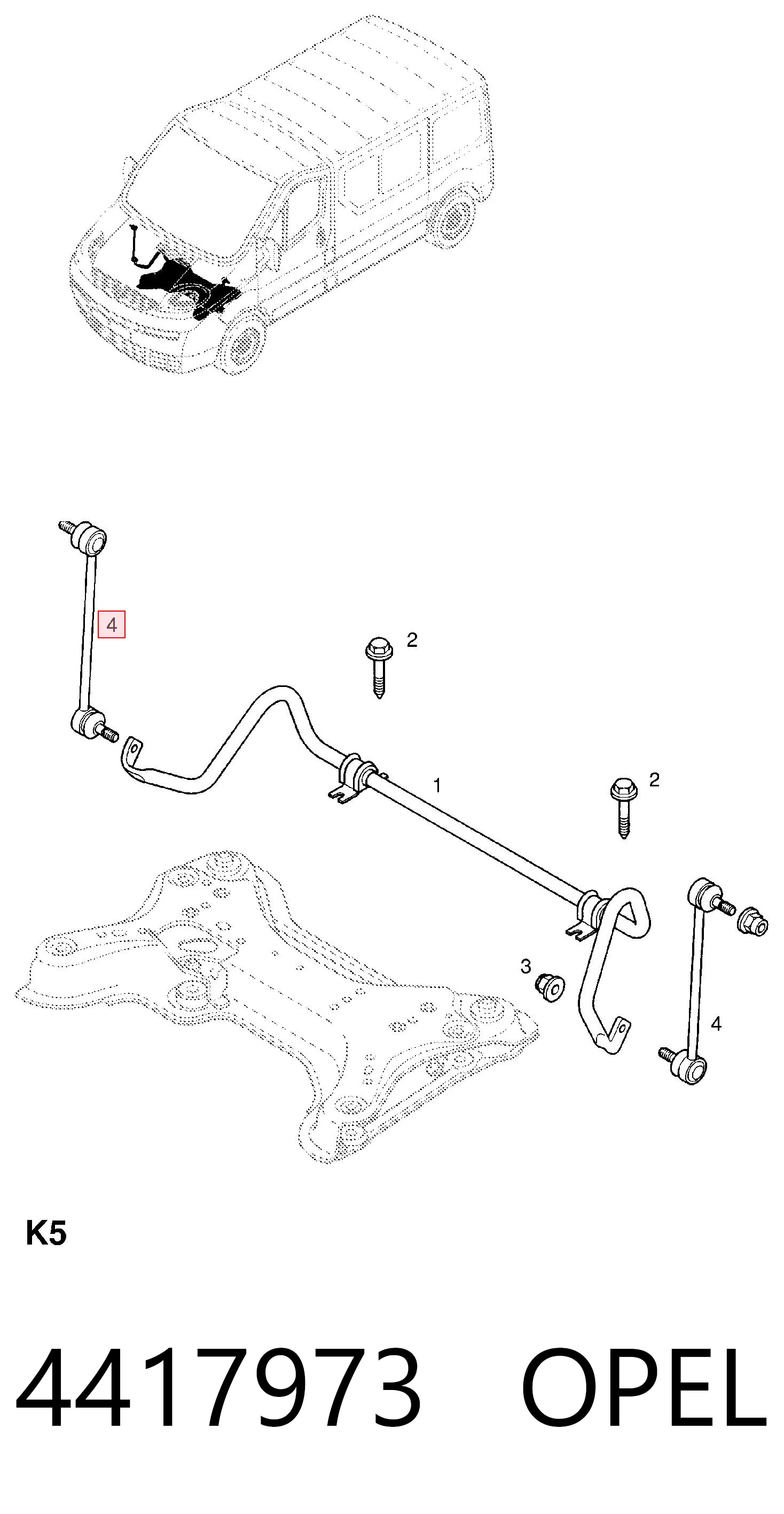 4417973 Opel Łącznik stabilizatora przedniego