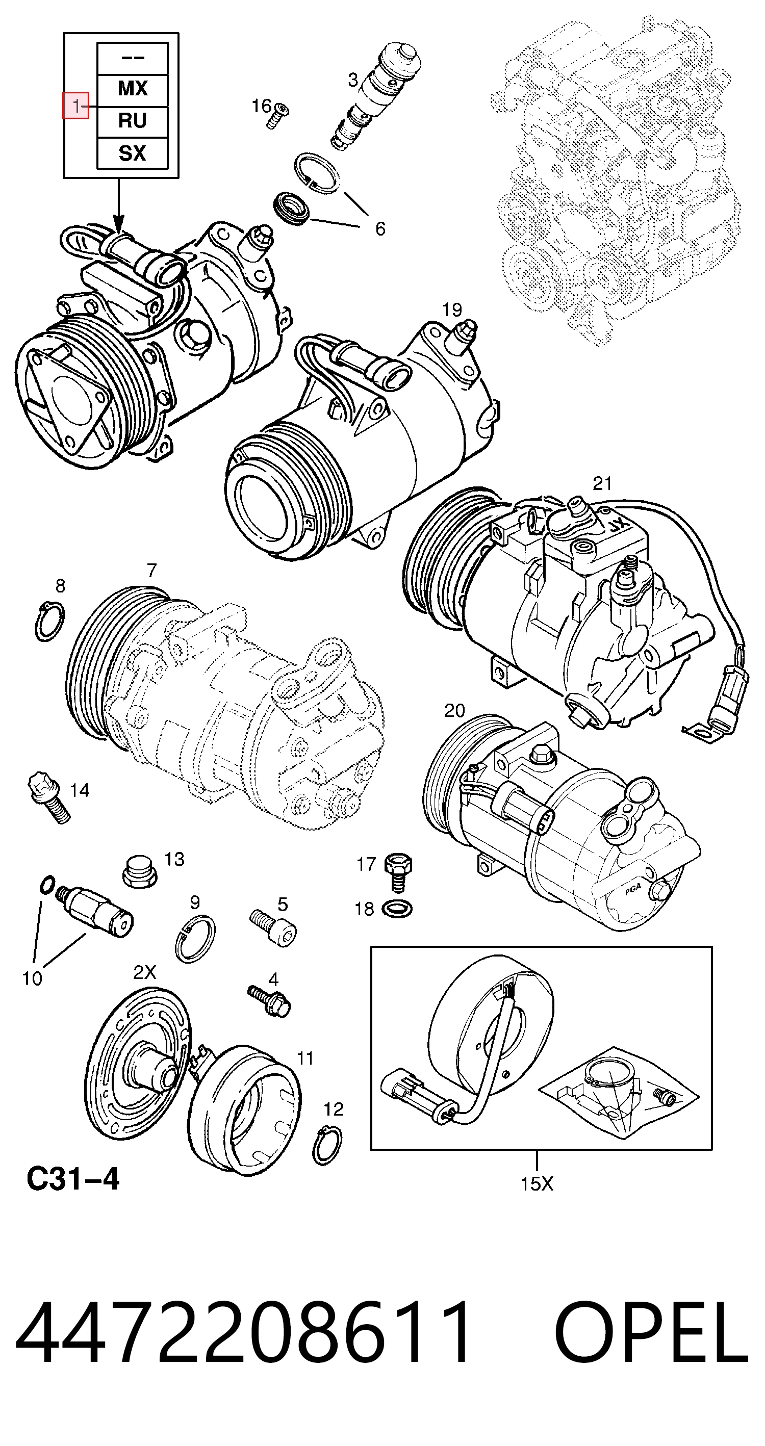 Do koszyka 6854001 General Motors Sprężarka klimatyzacji
