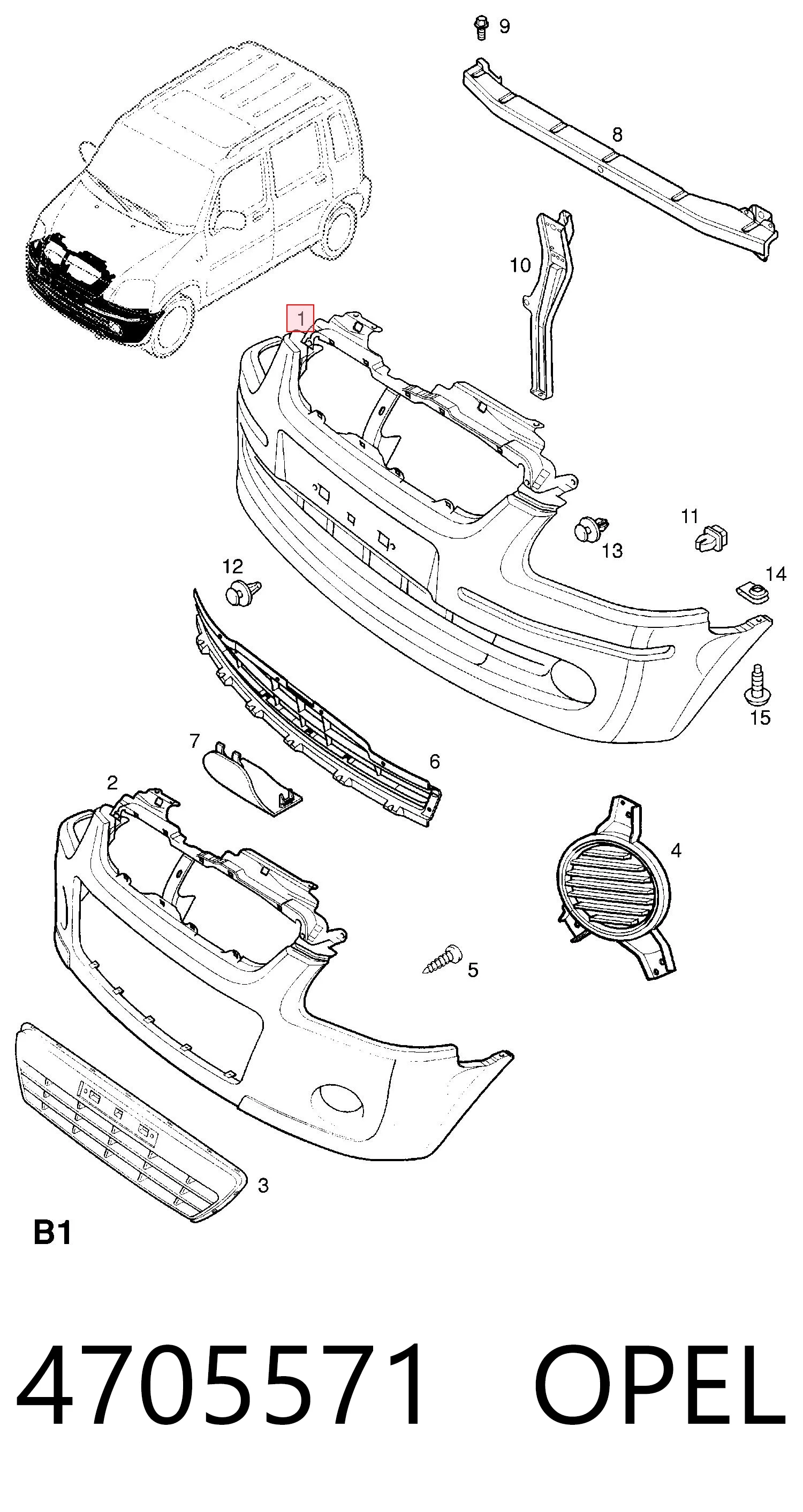 Zderzak przedni Opel Agila A hatchback (H00) (2000 - 2007) cena, od 156,02 USD