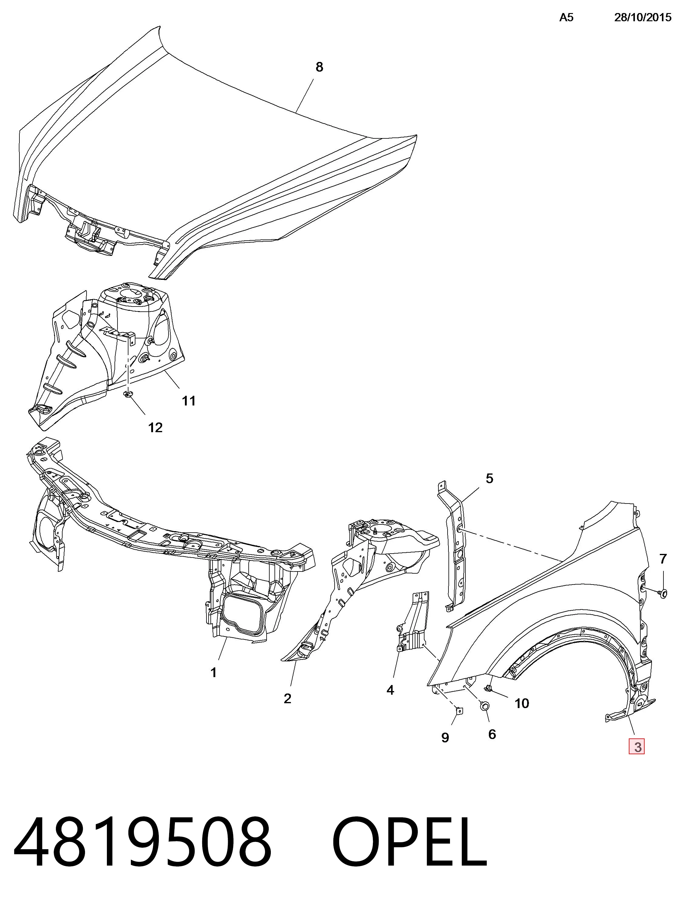 Błotnik przedni prawy Opel Antara A SUV (L07) (2006 - 2017) cena, od 196,73 USD