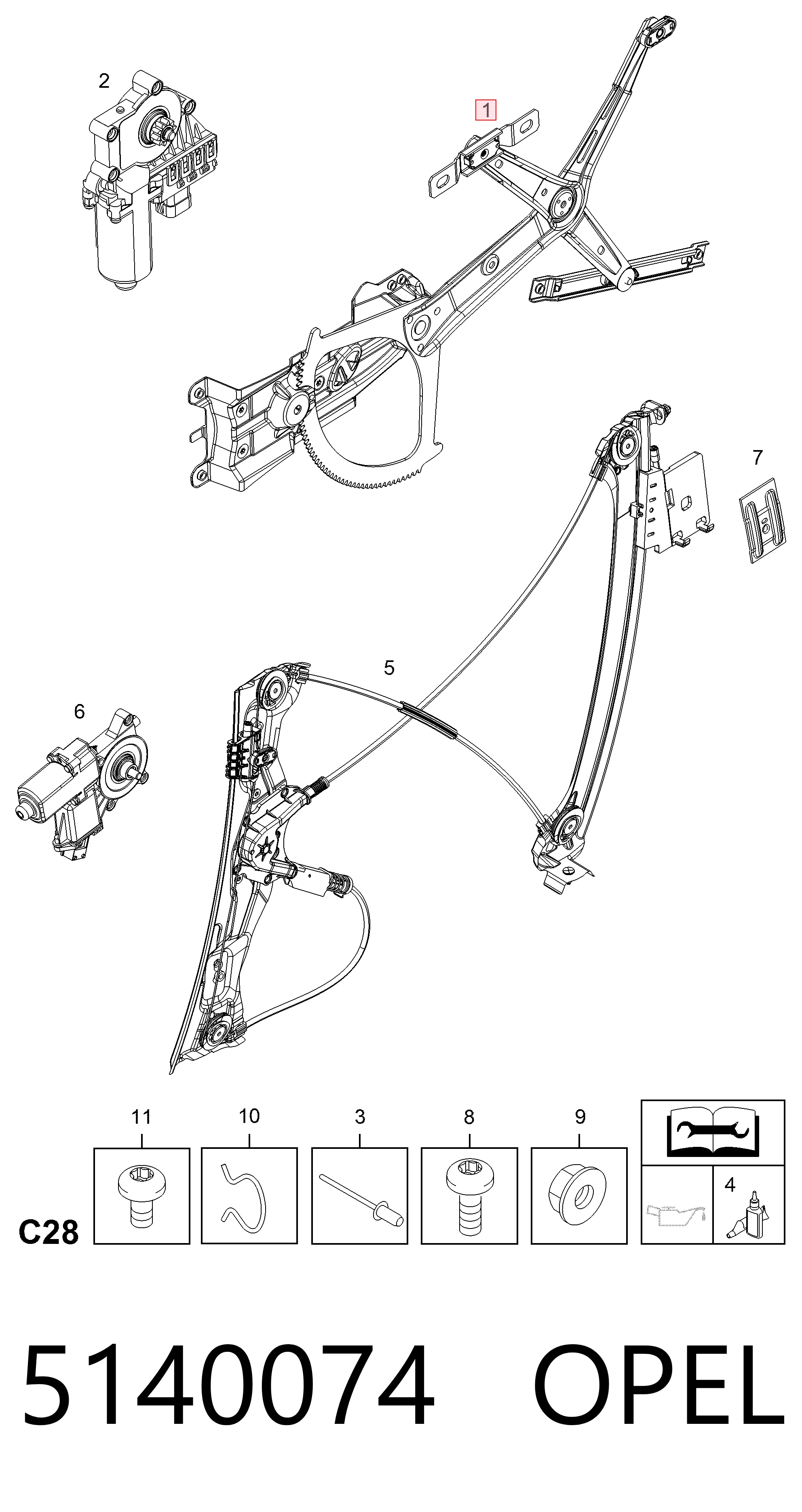 Mechanizm podnoszenia szyby drzwi przednich prawych Opel Astra G sedana (F69) (1998 - 2009) cena, od 51,10 USD