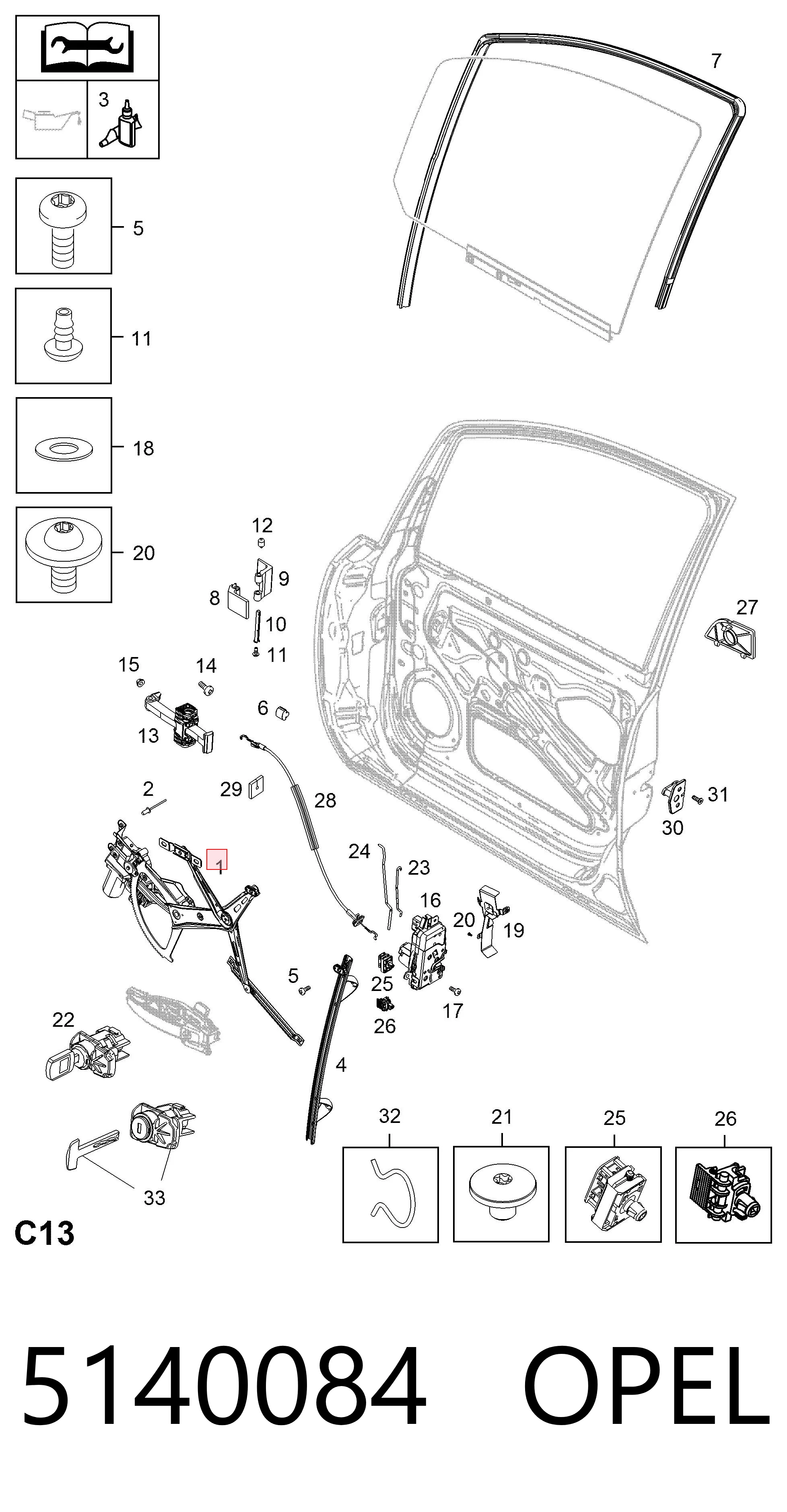  Mechanizm podnoszenia szyby drzwi przednich prawych Opel Zafira 
