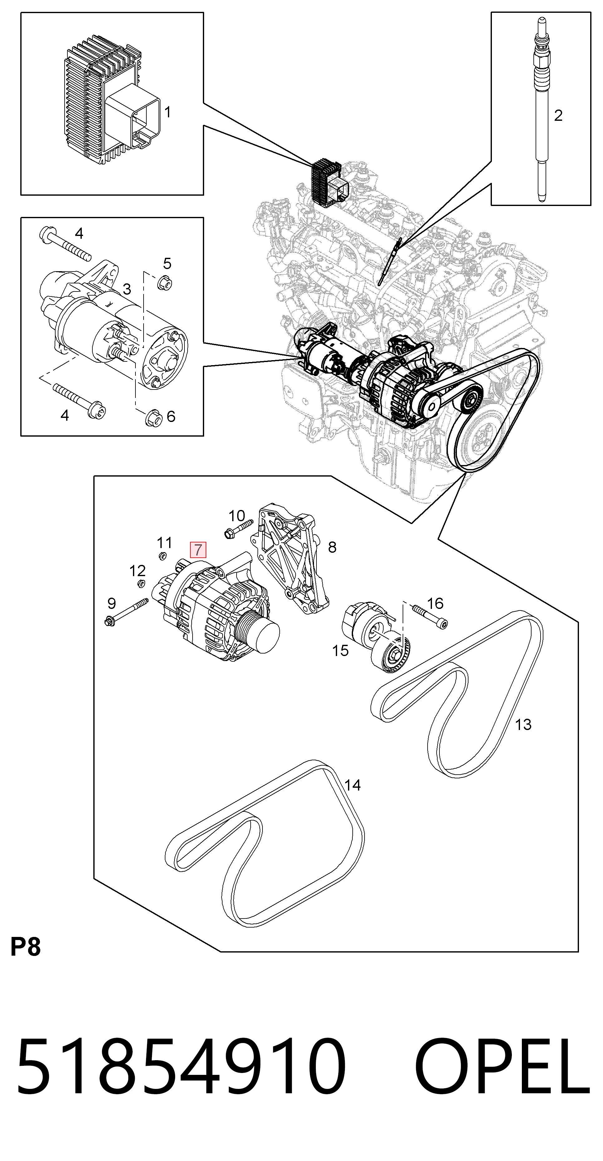 51854910 Opel Alternator