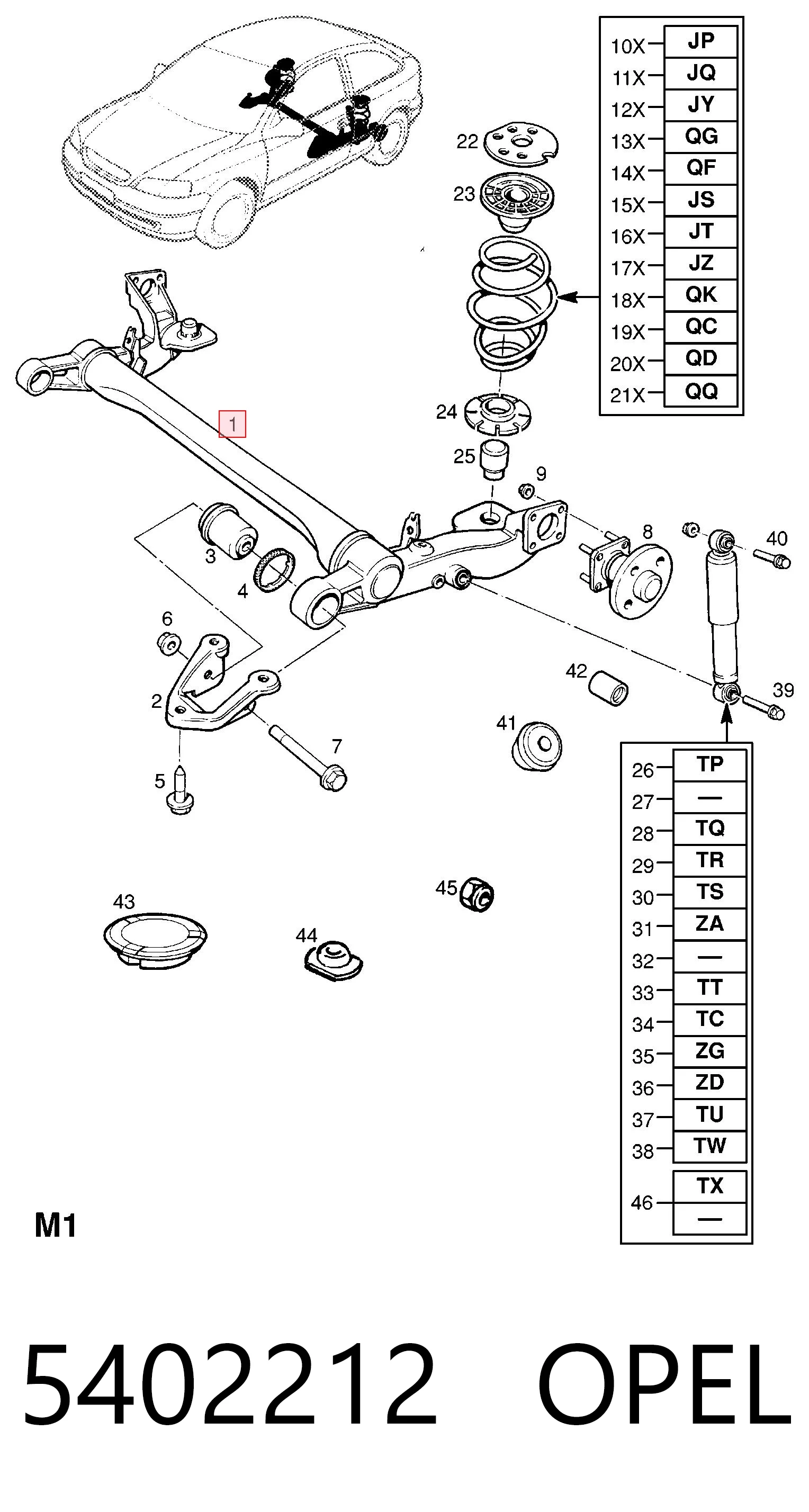 Korpus osi tylnej do Opel Zafira A F75