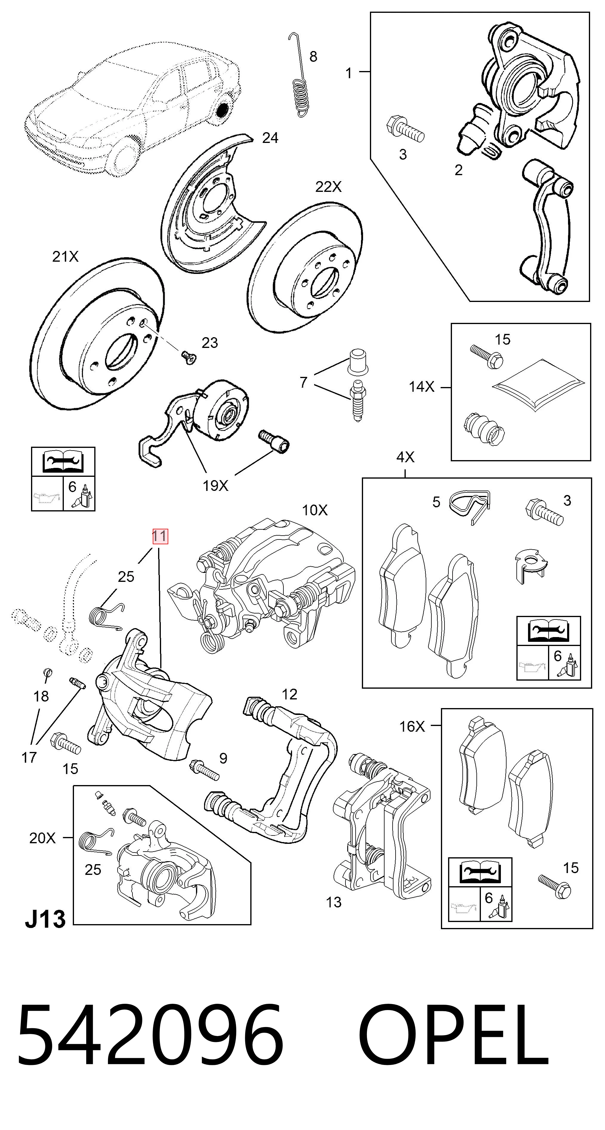 542096 Opel Zacisk hamulcowy tylny lewy