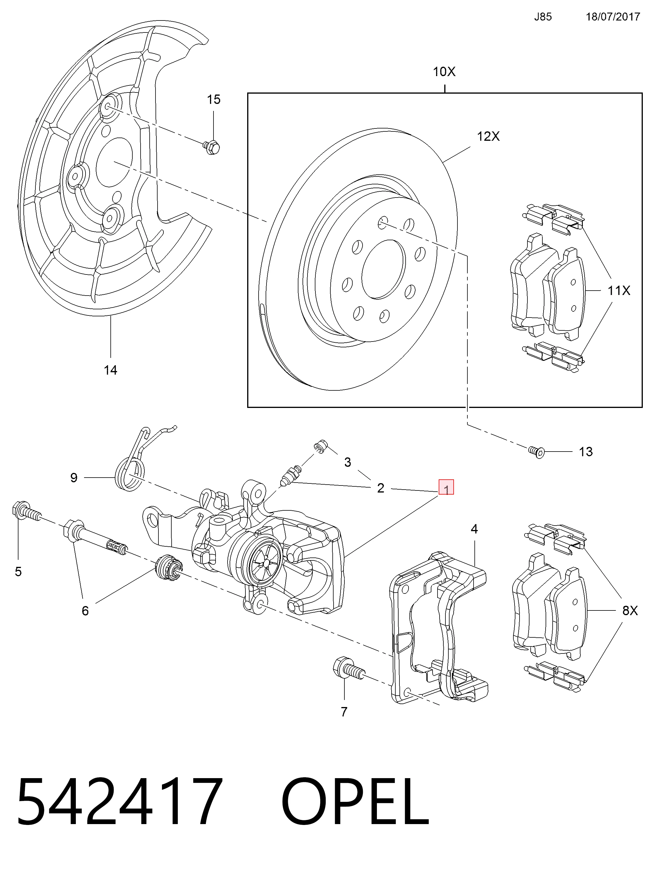 Do koszyka Zacisk hamulcowy tylny lewy Opel Corsa E X15