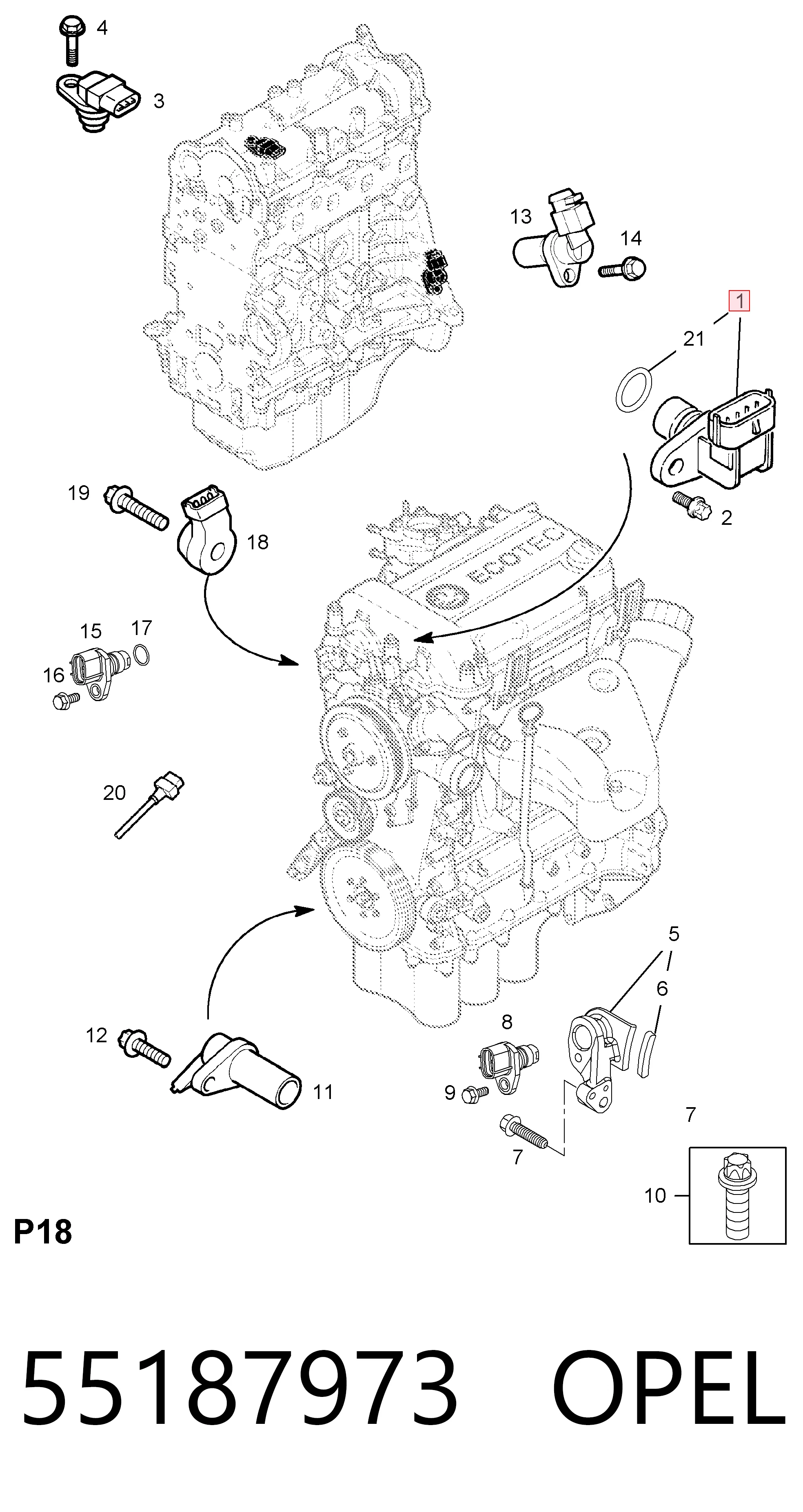 55187973 Opel Czujnik położenia wałka rozrządu