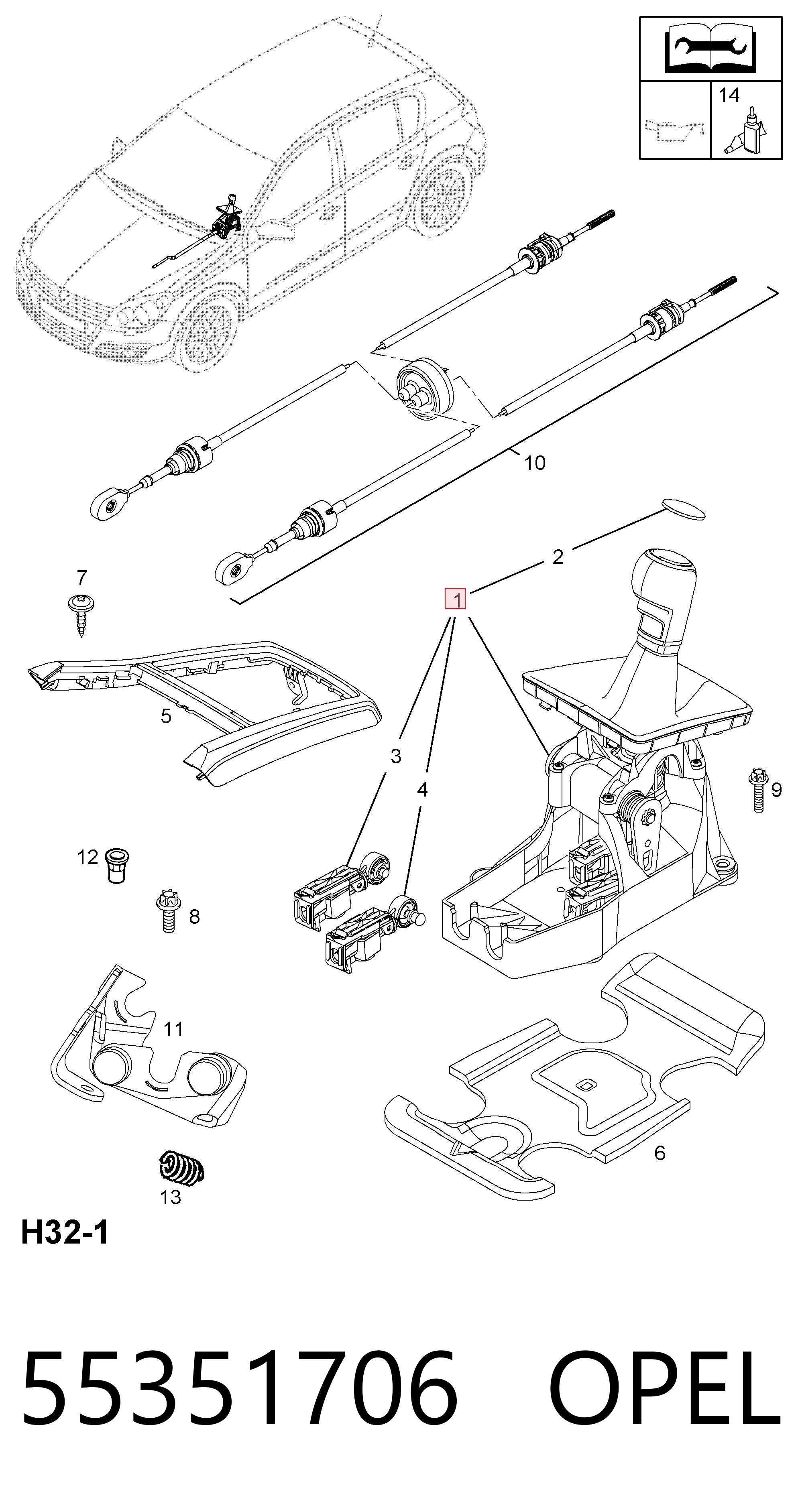  Mechanizm zmiany biegów (cięgno) Opel Astra 