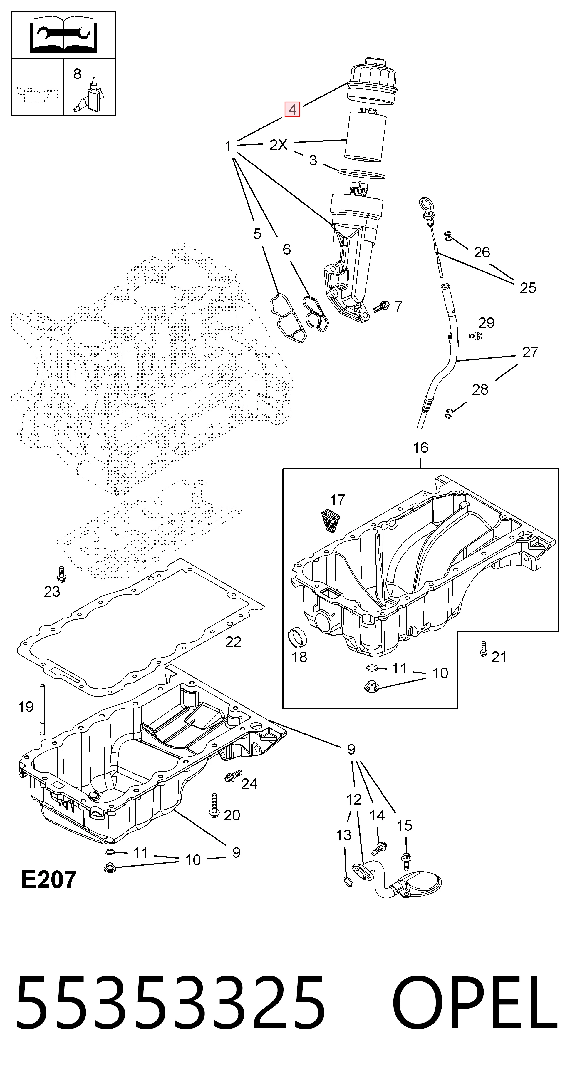 55353325 Opel Pokrywa filtra oleju