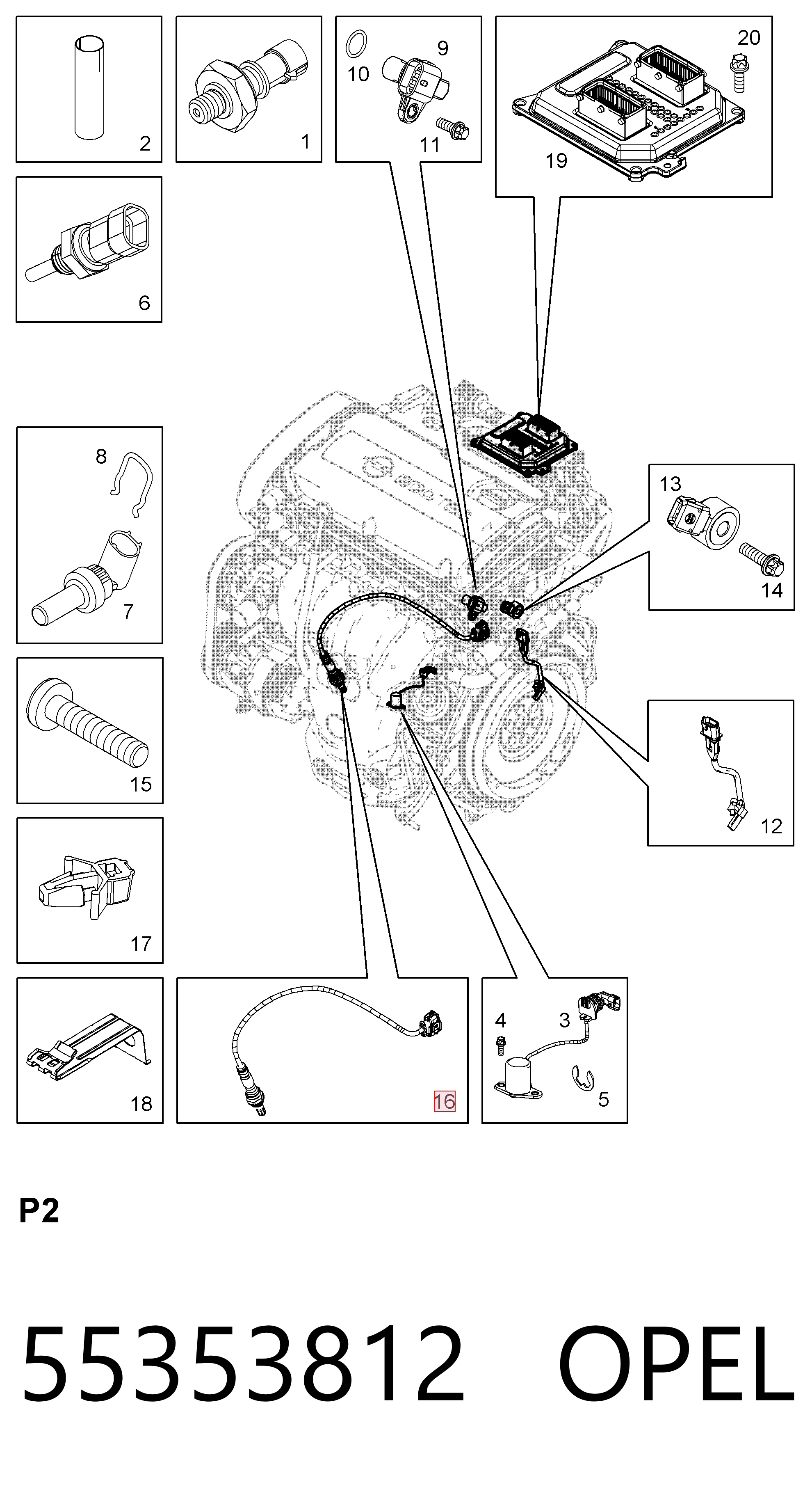 Sonda lambda czujnik tlenu po katalizatorze 93185493 General Motors
