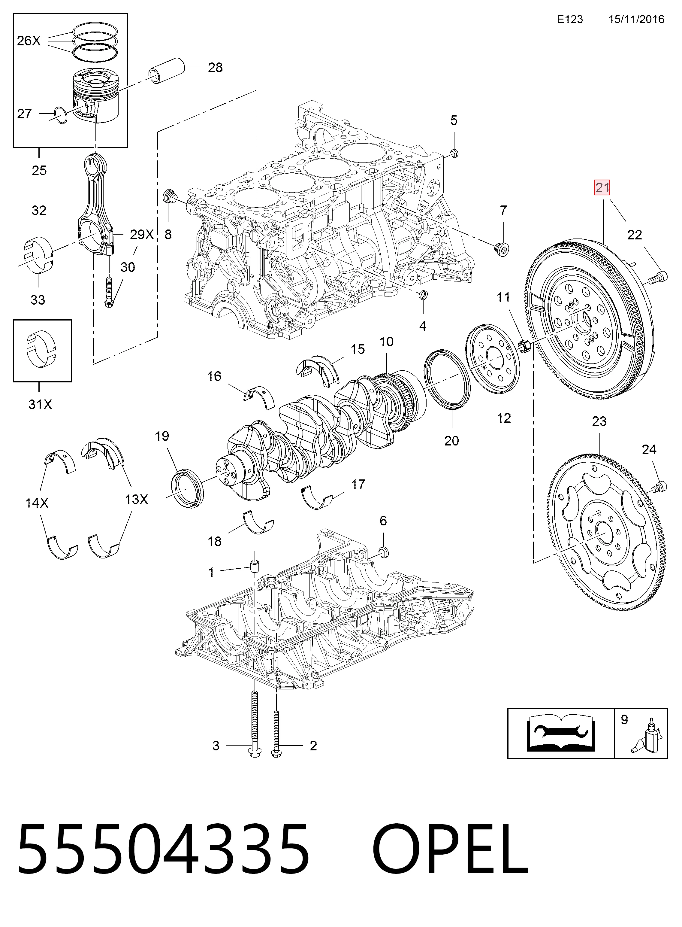 Koło zamachowe silnika 95530575 General Motors