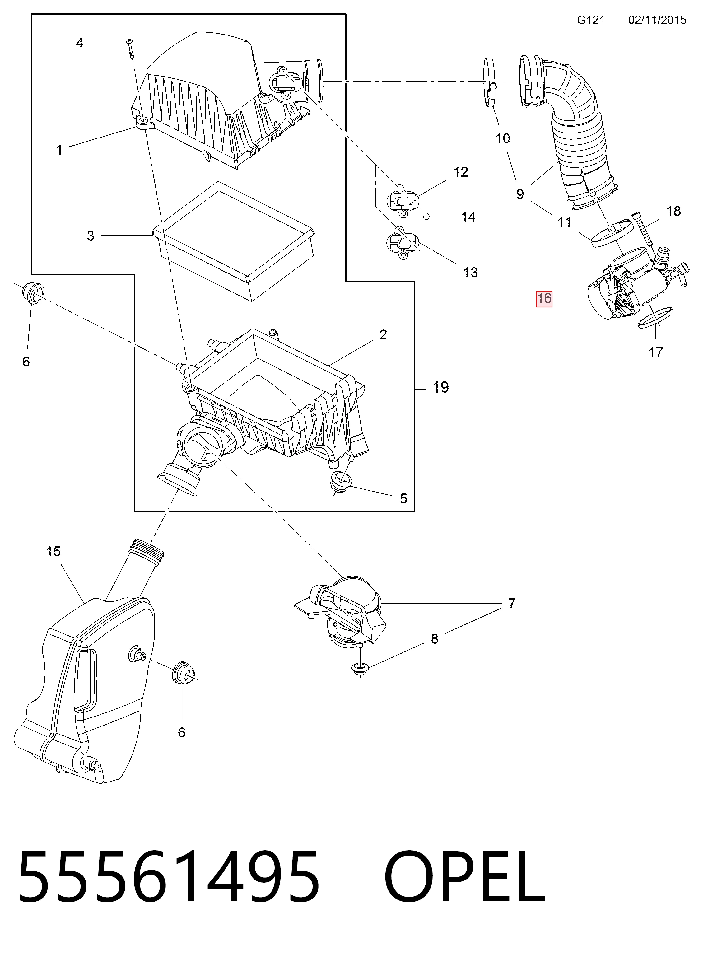 55561495 Opel Przepustnica, komplet