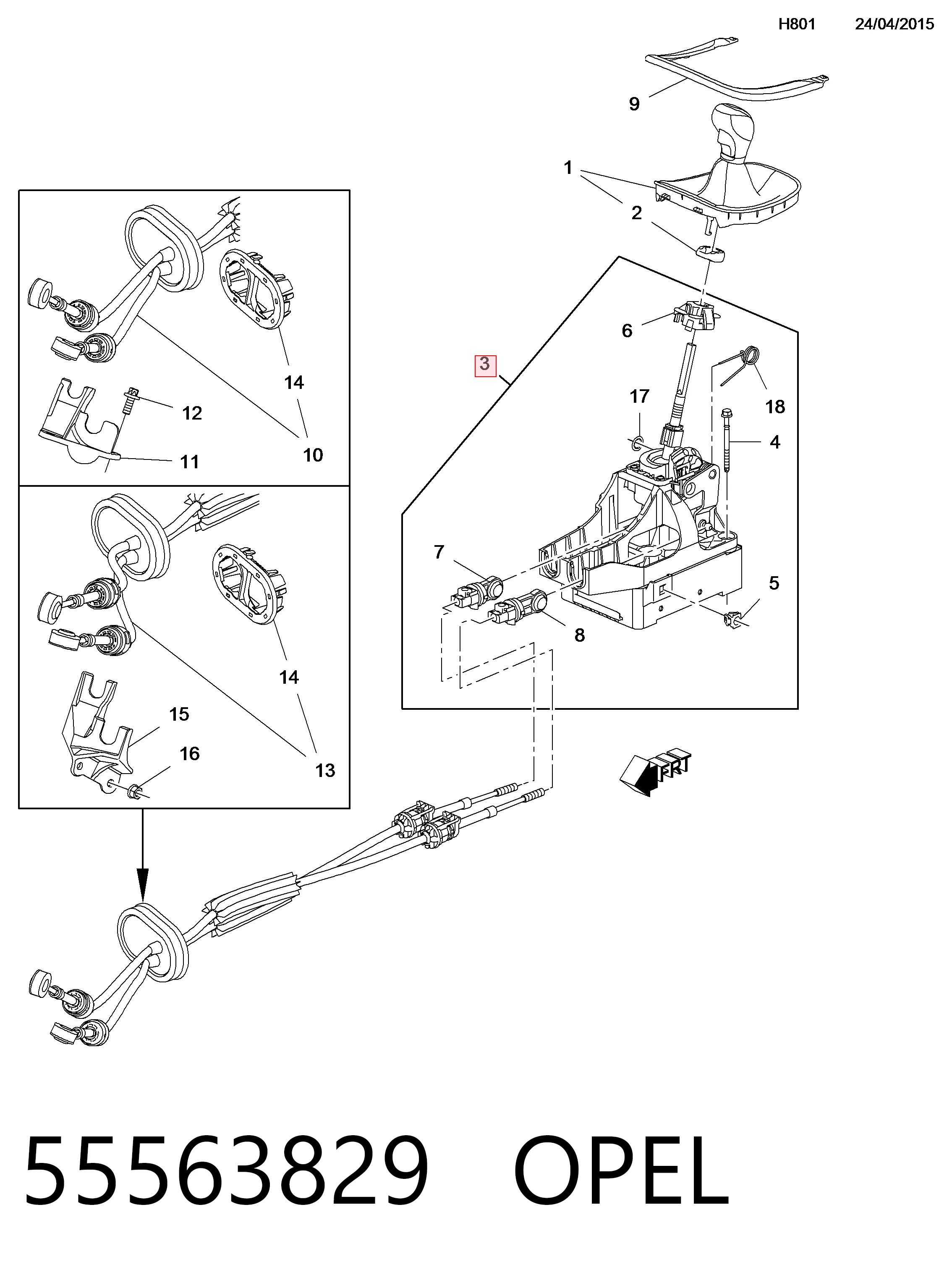Mechanizm zmiany biegów (cięgno) do Opel Astra J Sports Tourer P10
