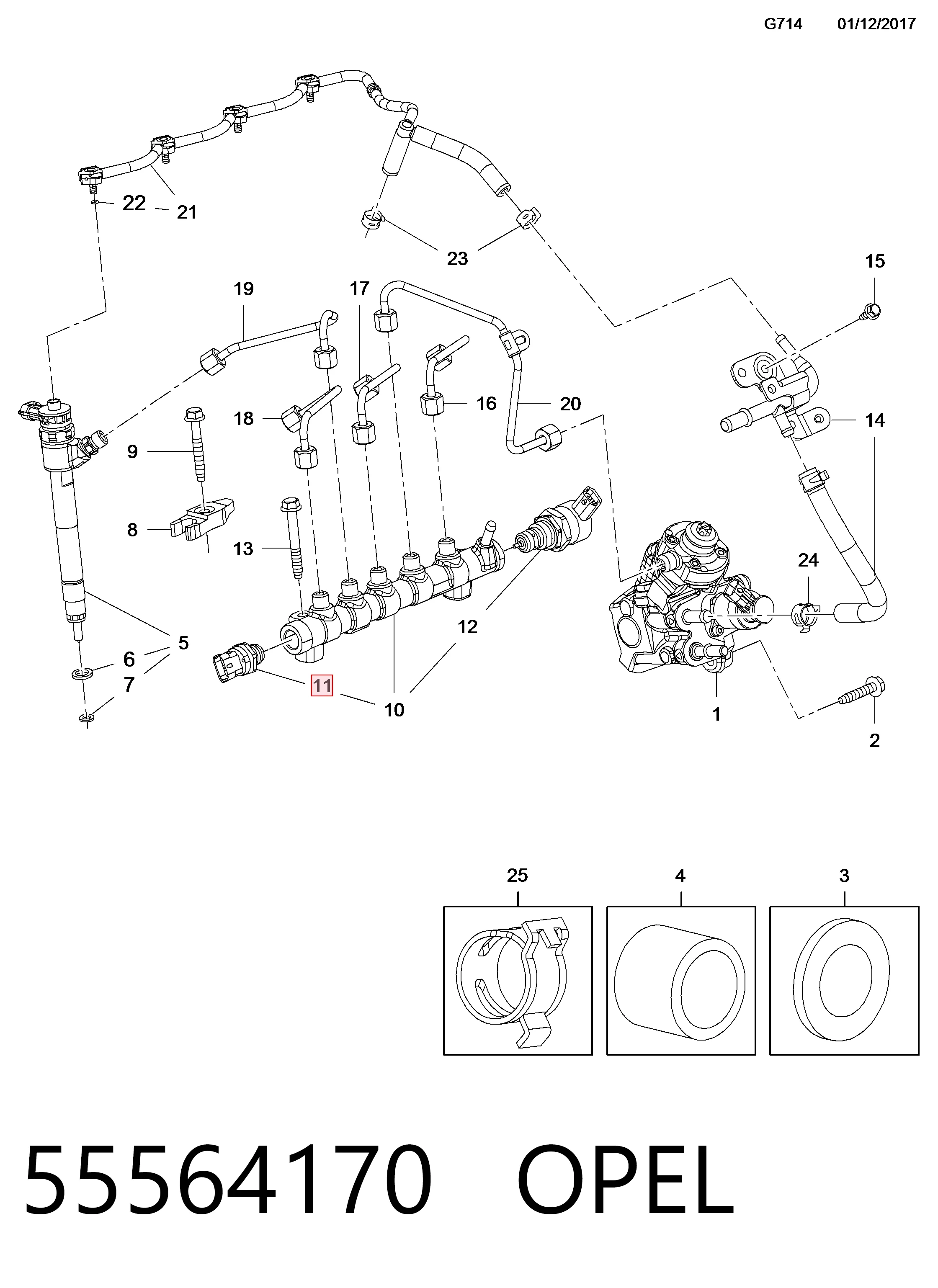 Regulator ciśnienia paliwa w listwie paliwowej Opel Astra J Sports Tourer