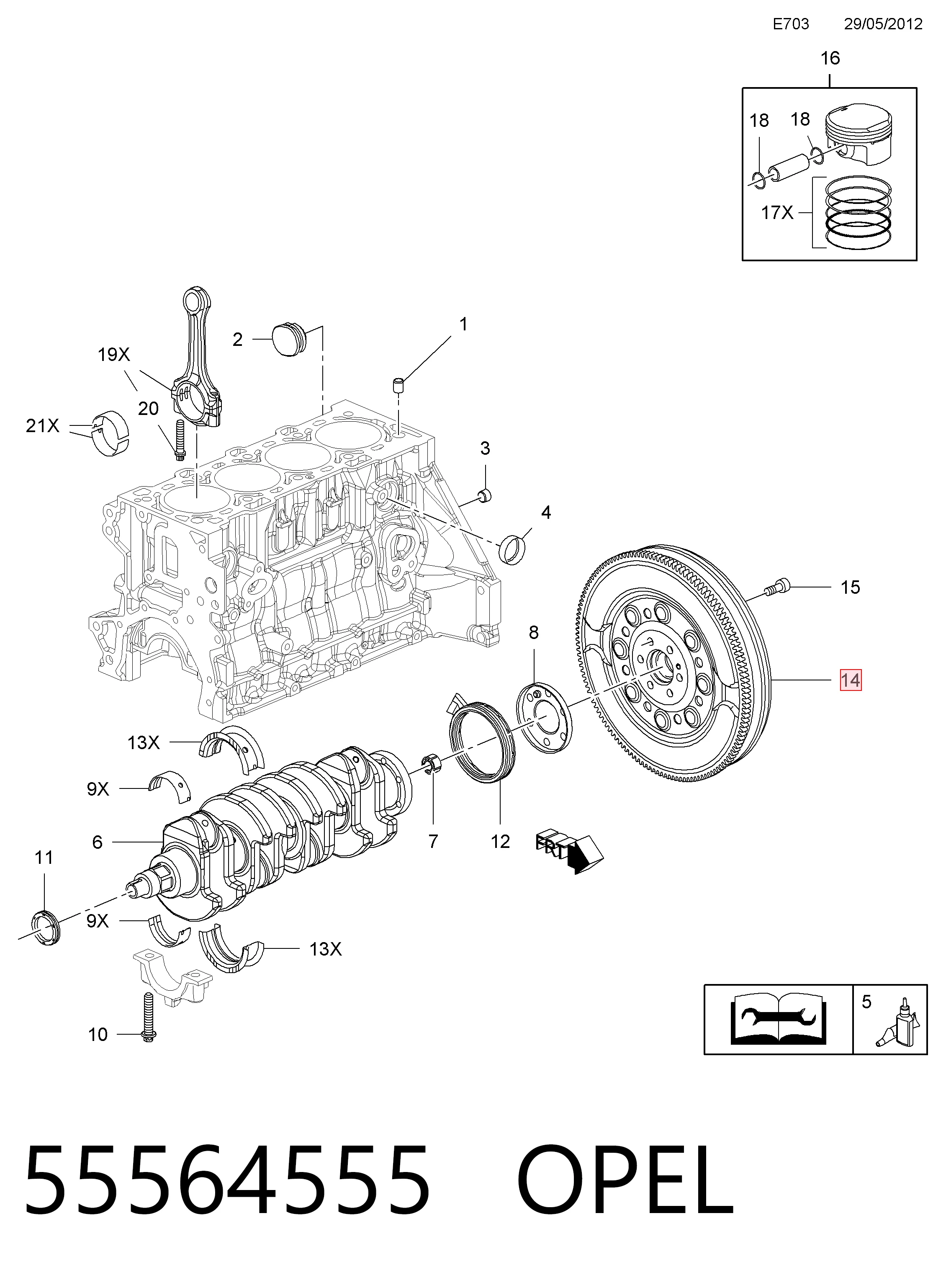 Koło zamachowe silnika 55564555 General Motors
