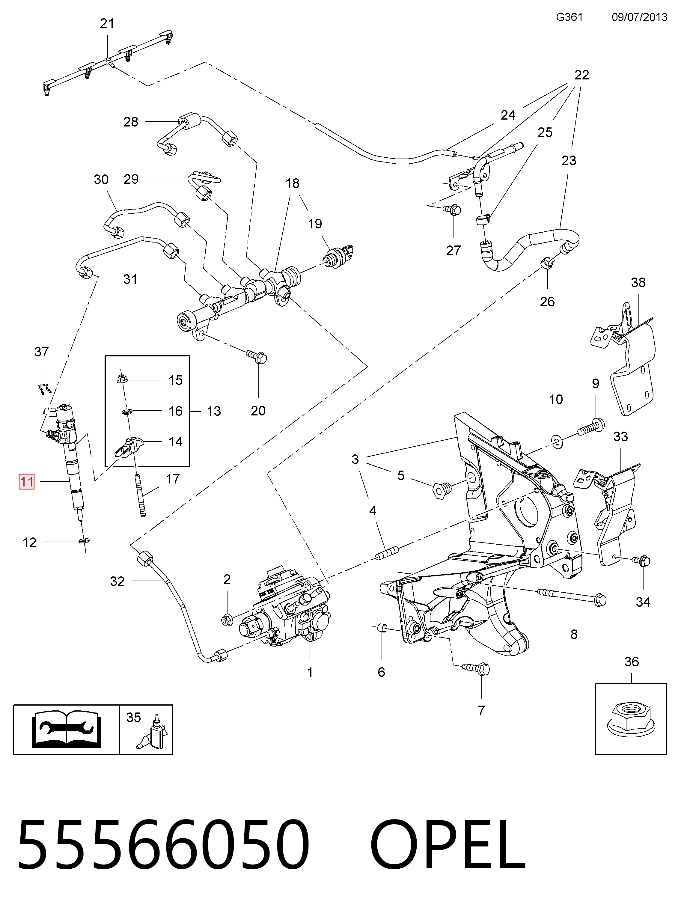Wtryskiwacz paliwa Opel Zafira C