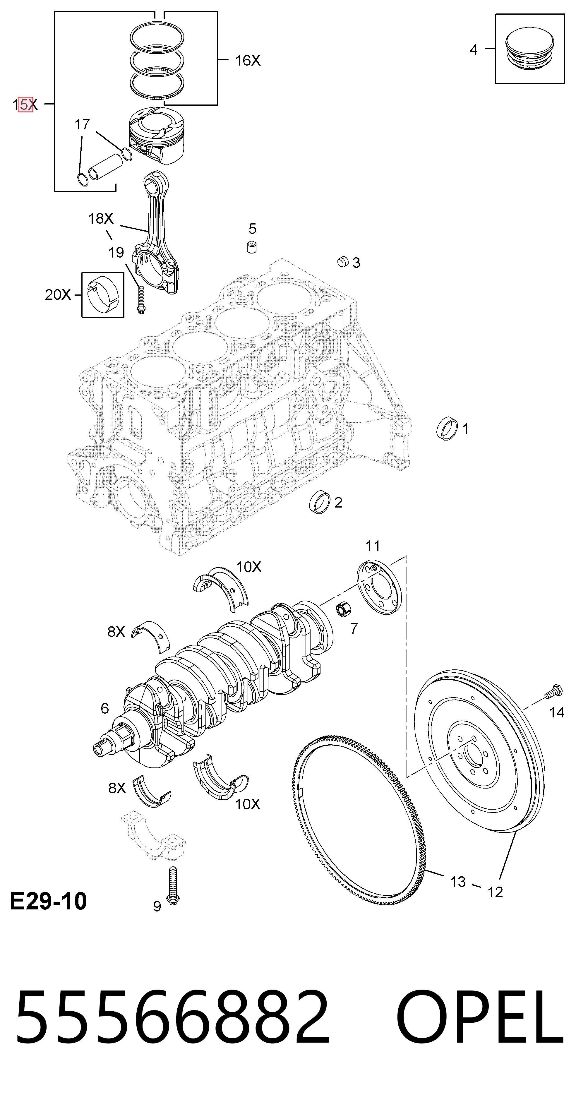 Tłok, komplet do jednego cylindru, STD General Motors 55559653 cena, od 61,42 USD