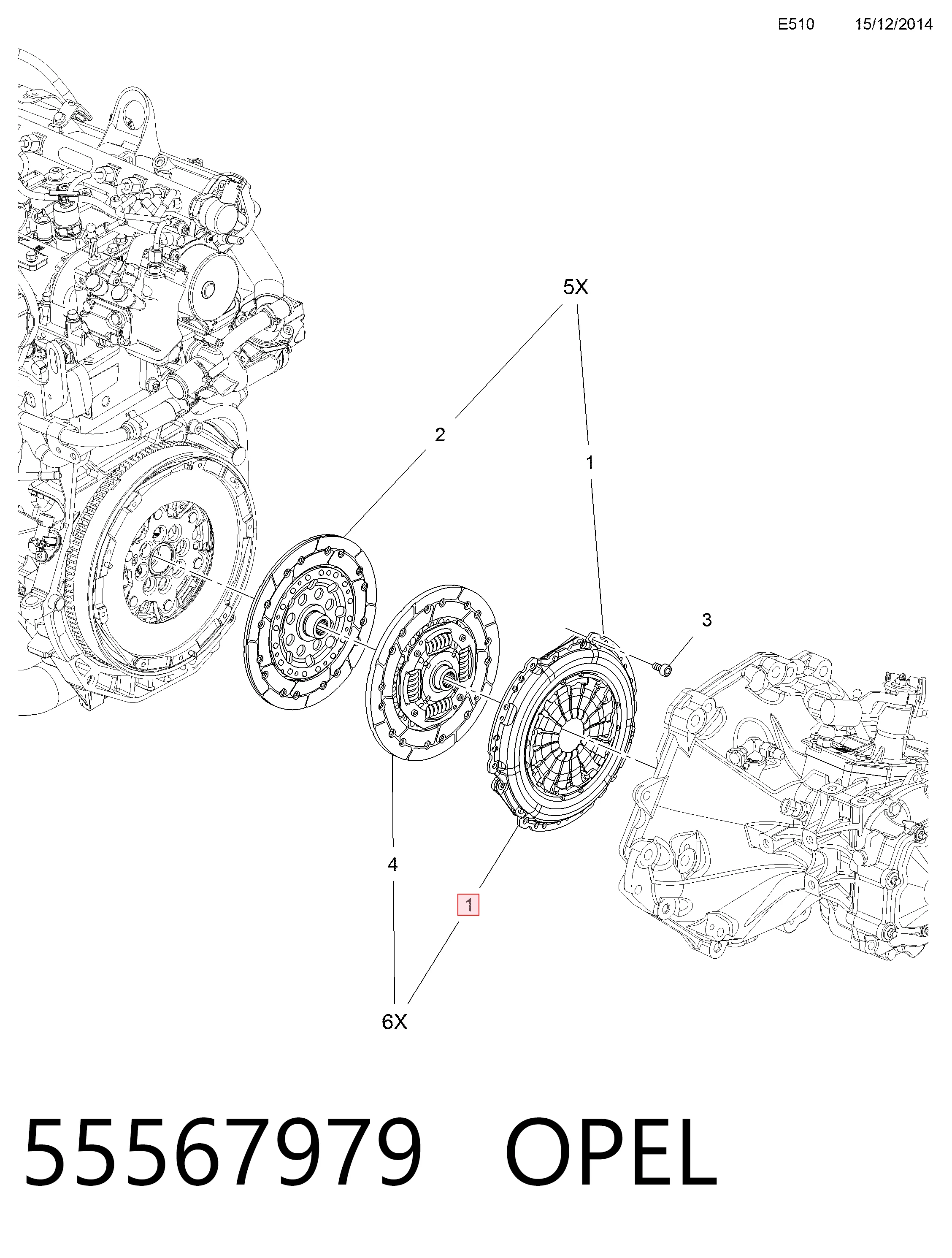 Do koszyka 55567979 General Motors Docisk sprzęgła