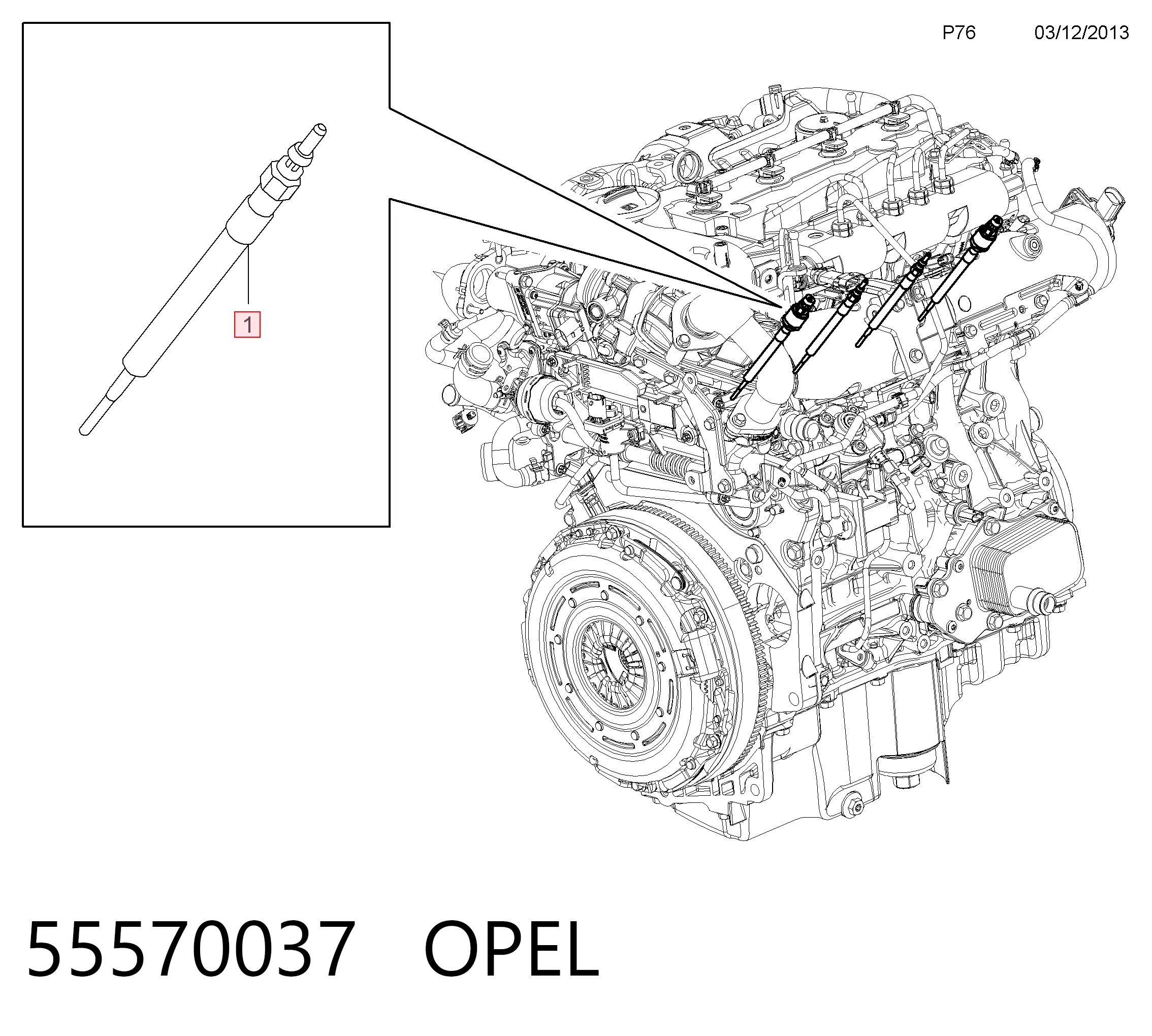 55570037 Opel Świeca żarowa