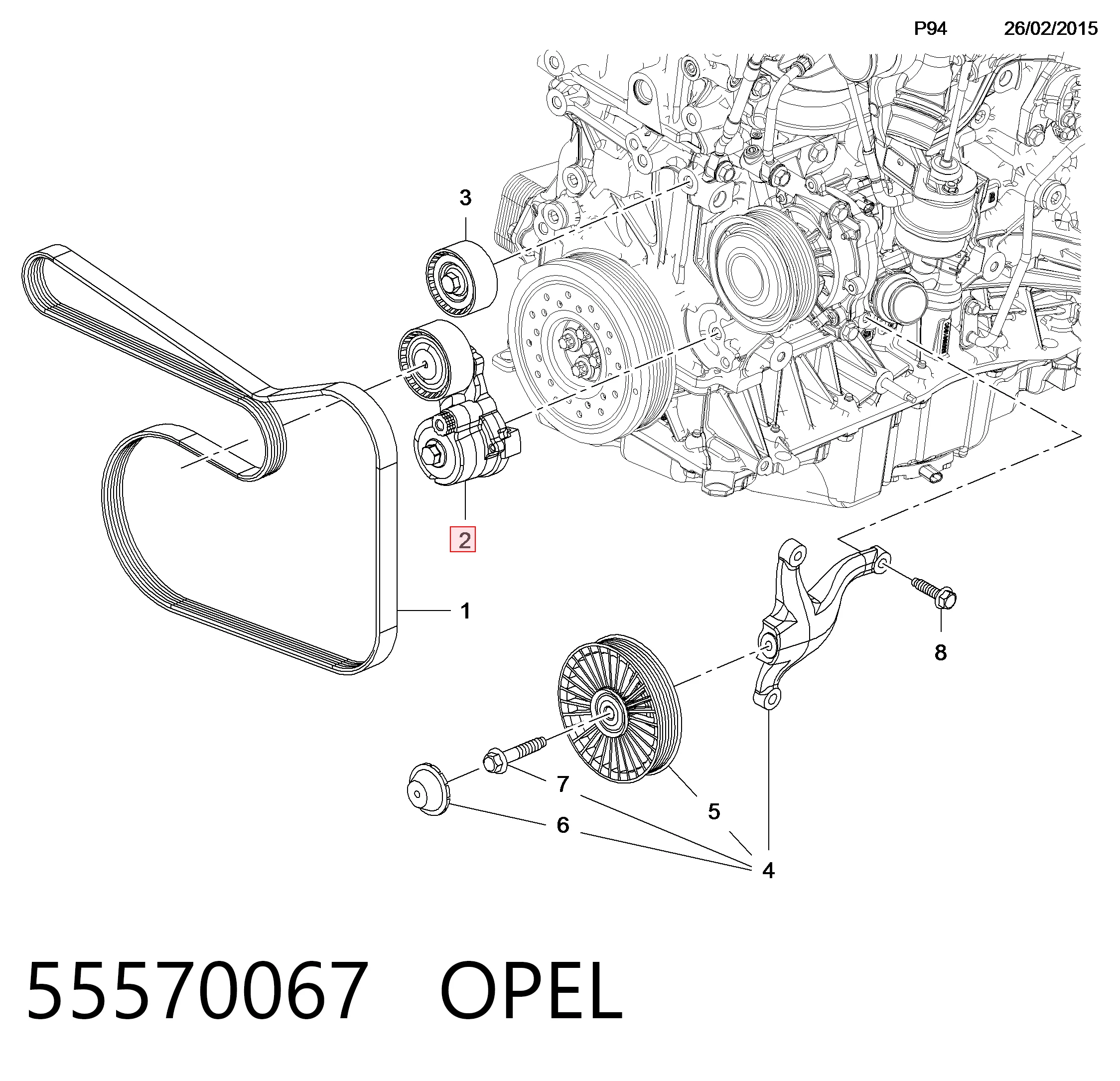 Napinacz paska napędowego General Motors 55517140