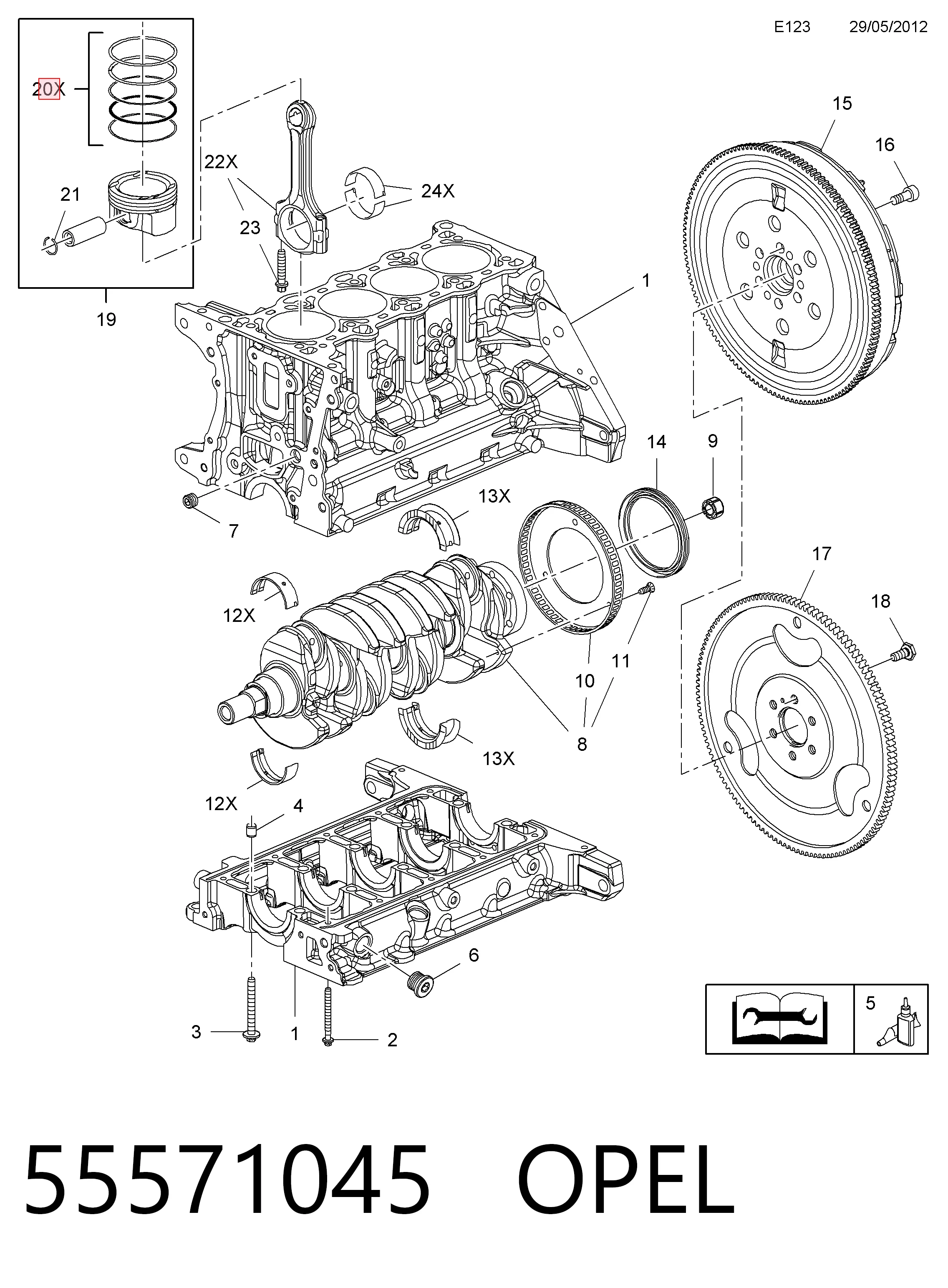 Tłok, komplet do jednego cylindru, STD Opel Astra J Sports Tourer kombi (P10) (2010 - 2015) cena, od 91,07 USD