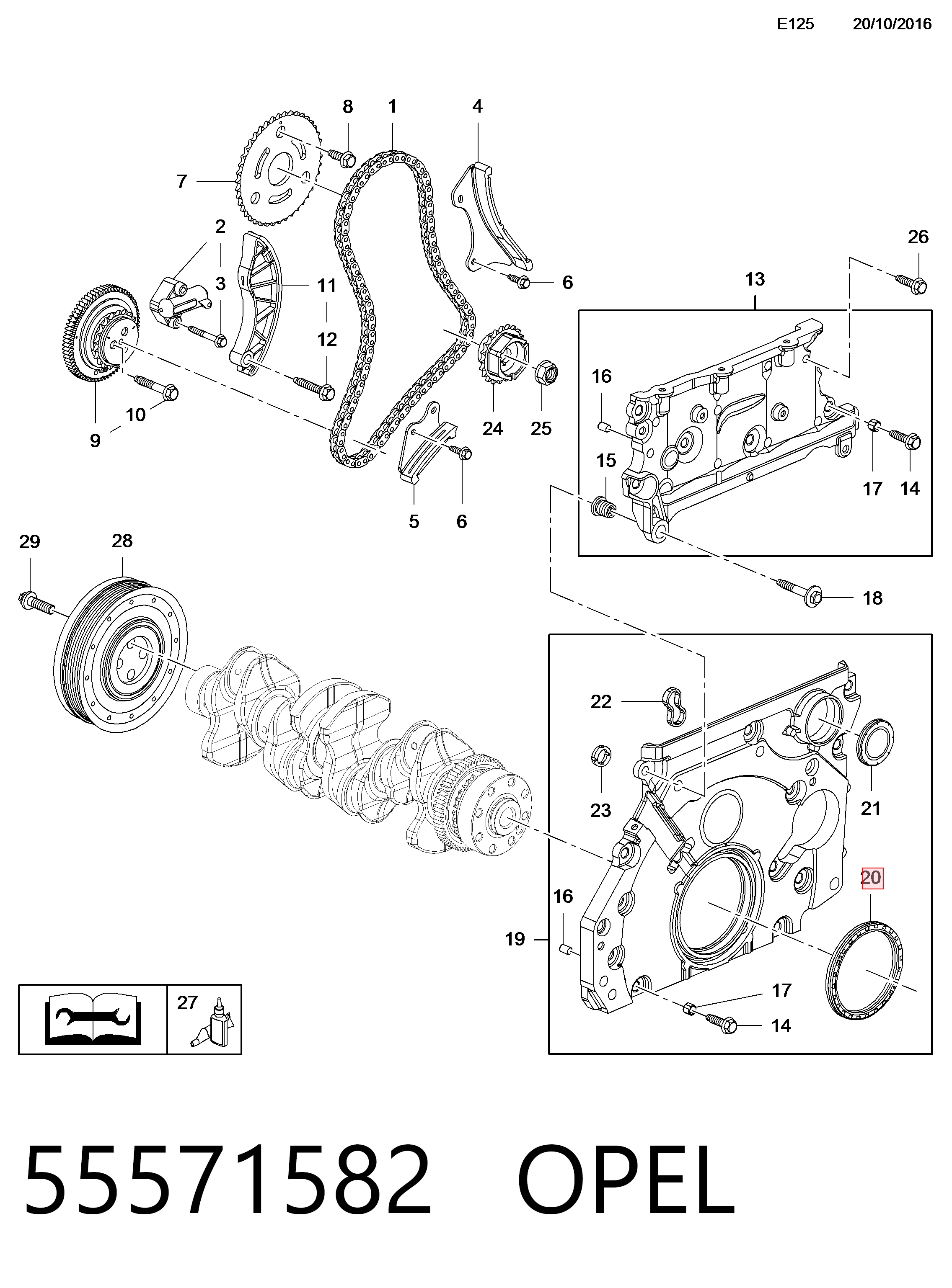Uszczelniacz wału korbowego silnika tylny do Land Rover Range Rover SPORT III L461