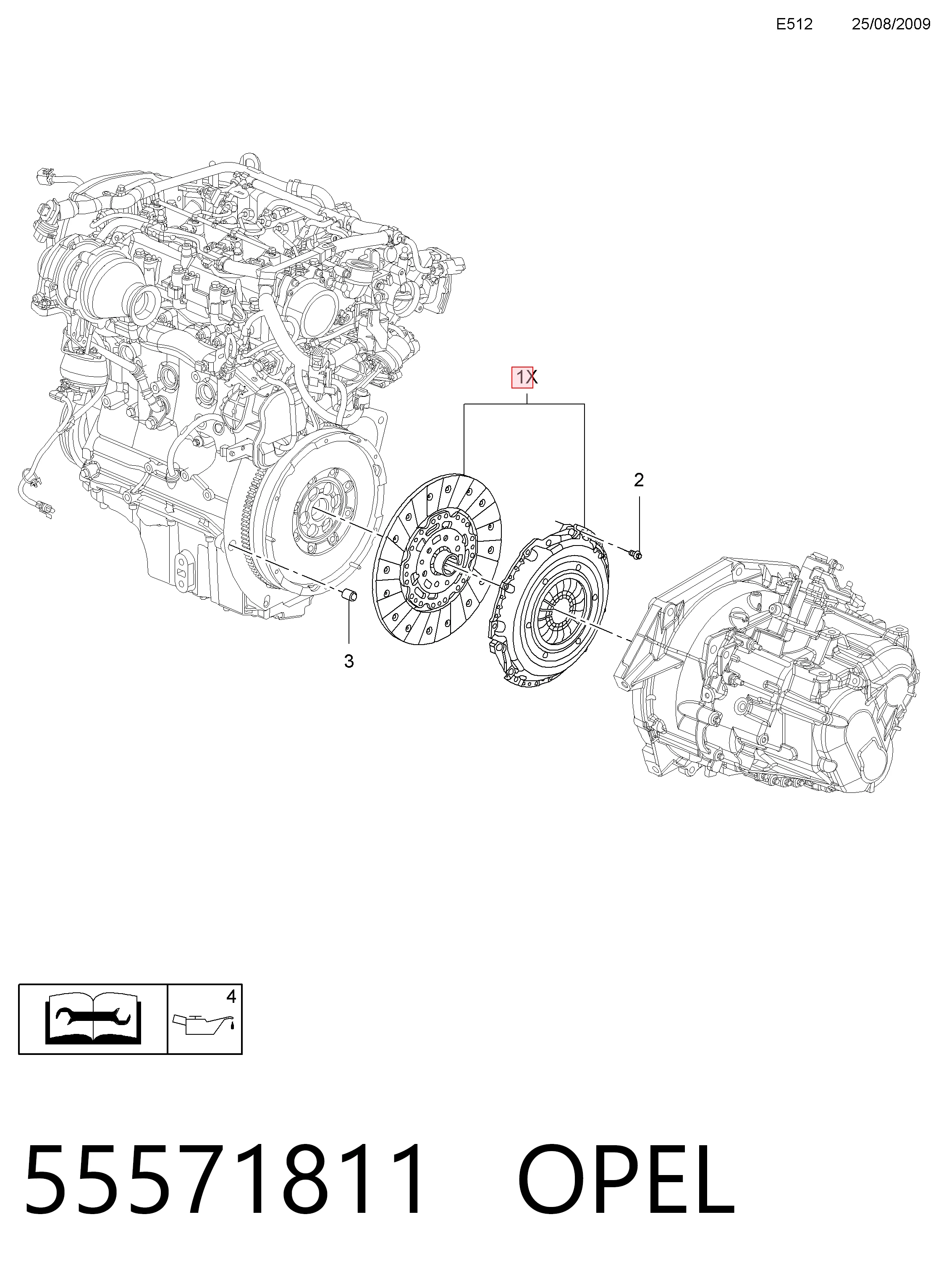 Do koszyka 55581279 General Motors Zestaw sprzęgła (3 części)