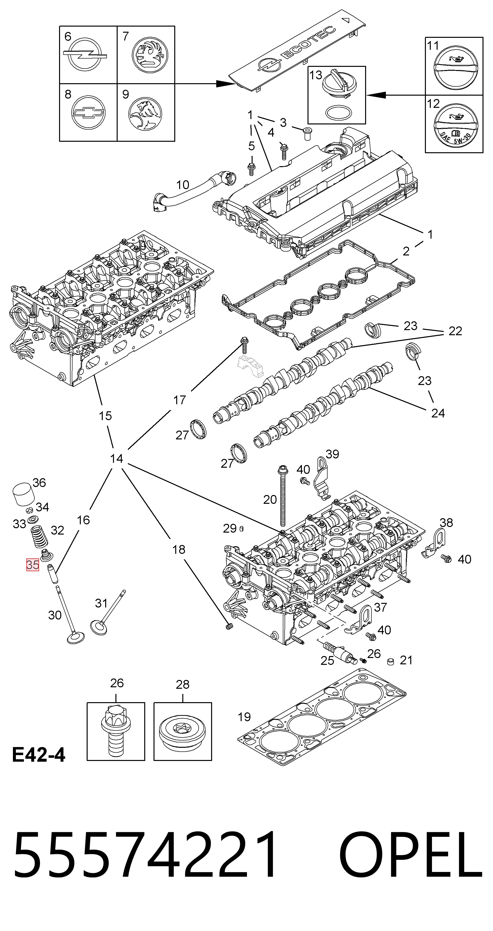  Uszczelniacz zaworu dolotowego/wylotowego Opel Zafira 