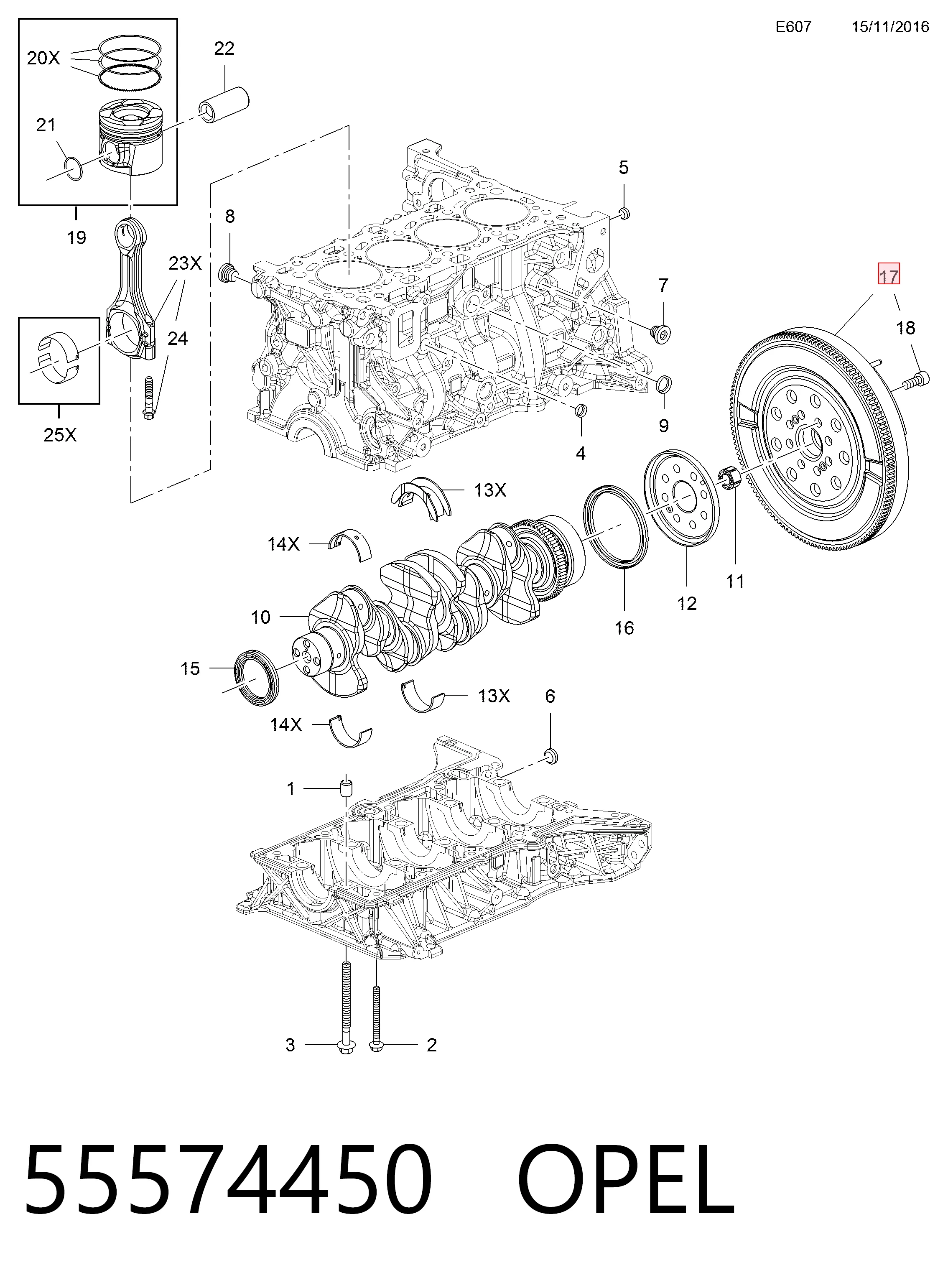 Koło zamachowe silnika General Motors 95530575