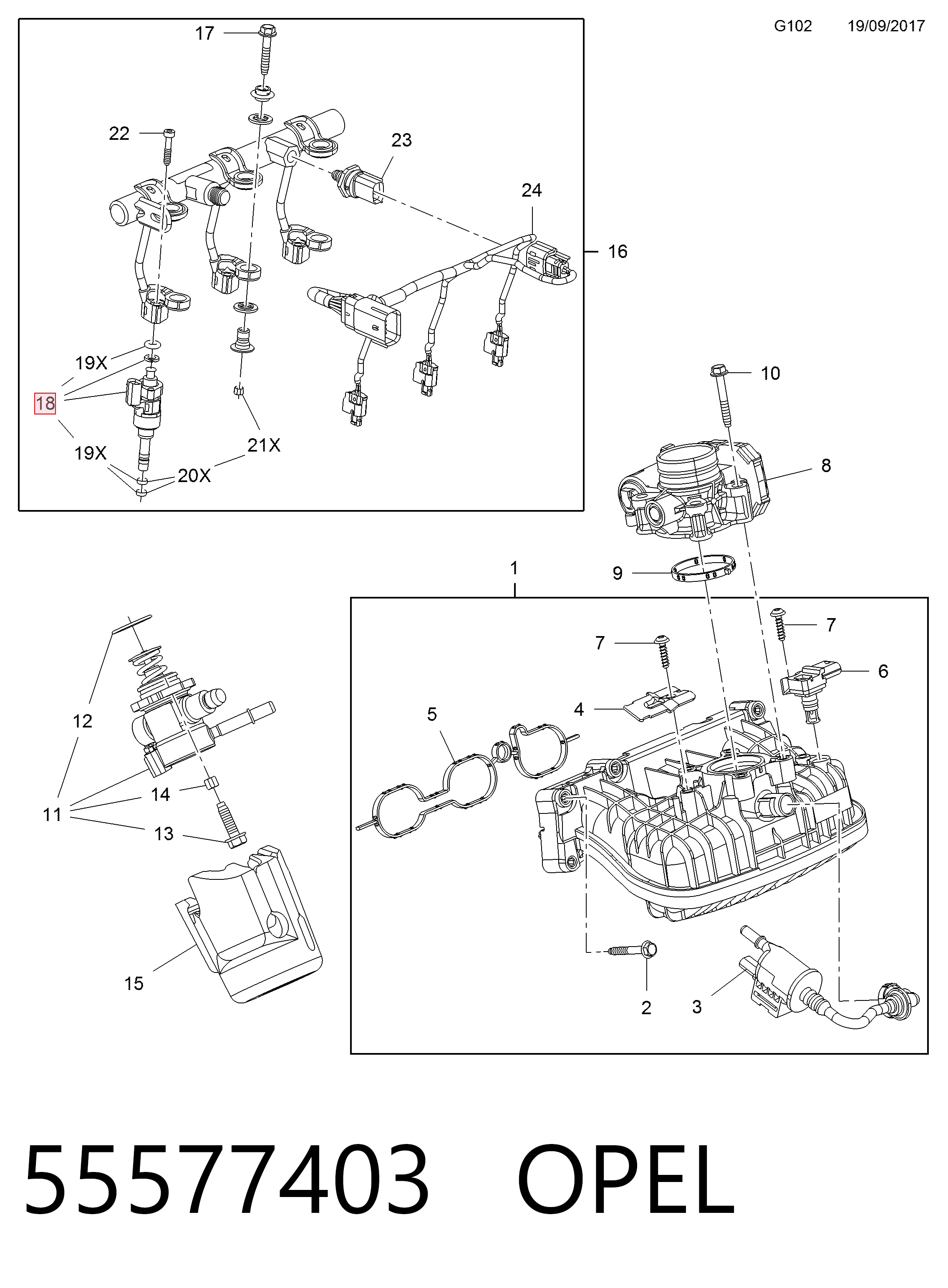 55577403 Opel Wtryskiwacz paliwa