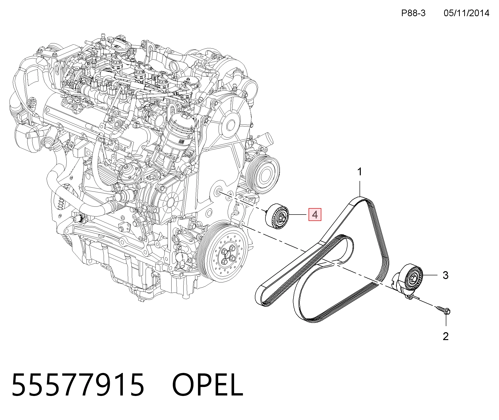 Do koszyka 55577915 General Motors Rolka prowadząca, kierunkowa paska napędowego