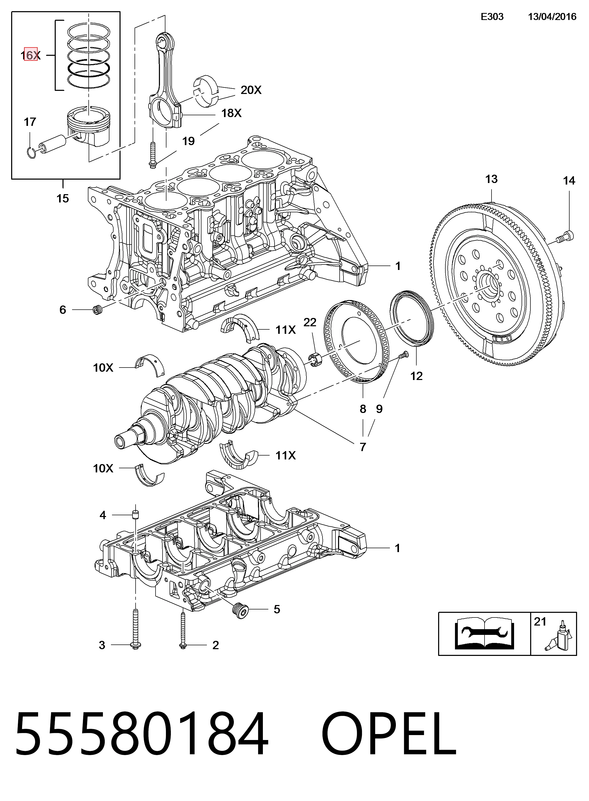 Do koszyka Tłok, komplet do jednego cylindru, STD Opel Astra J Sports Tourer P10
