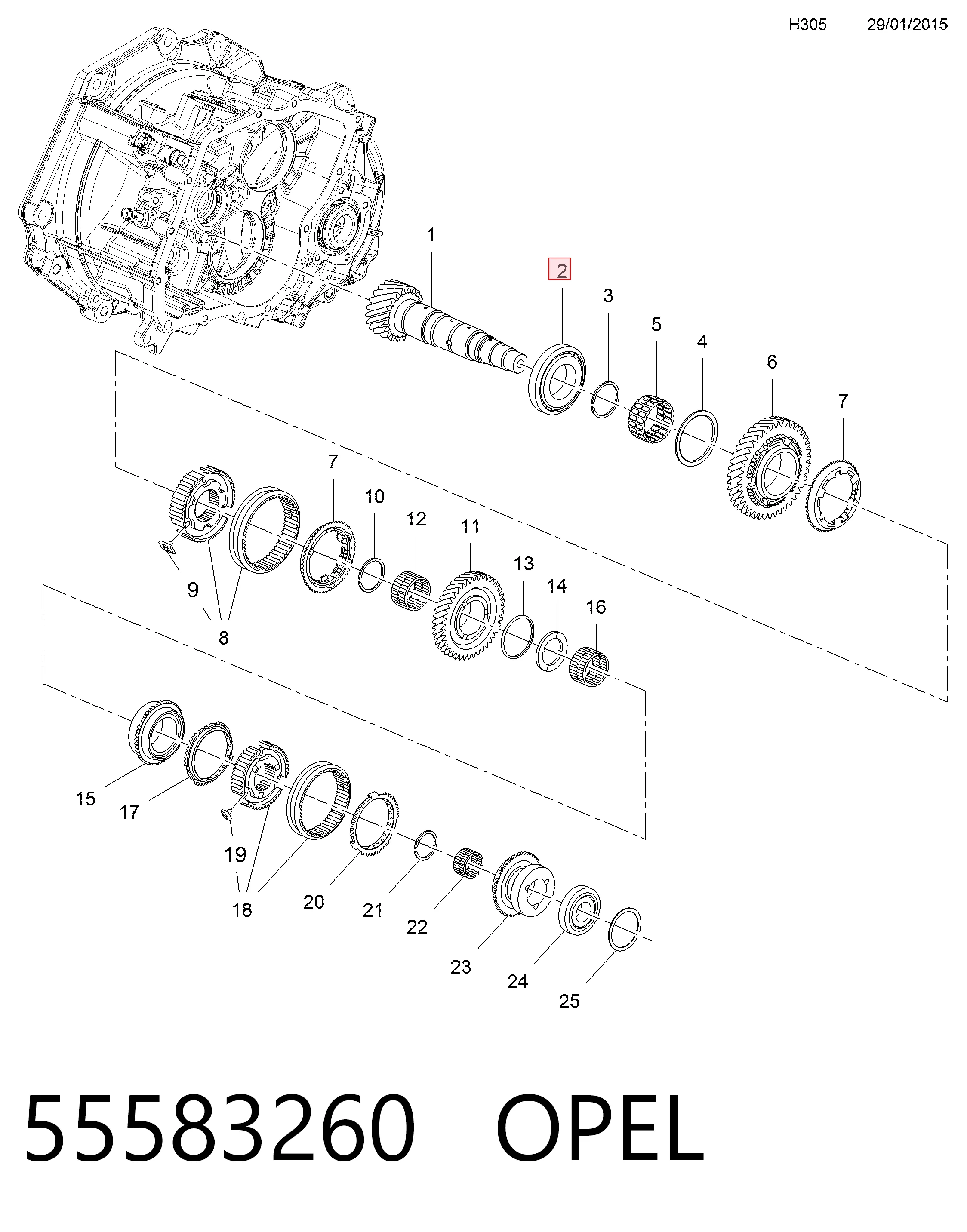 Łożysko skrzyni biegów 55567508 General Motors