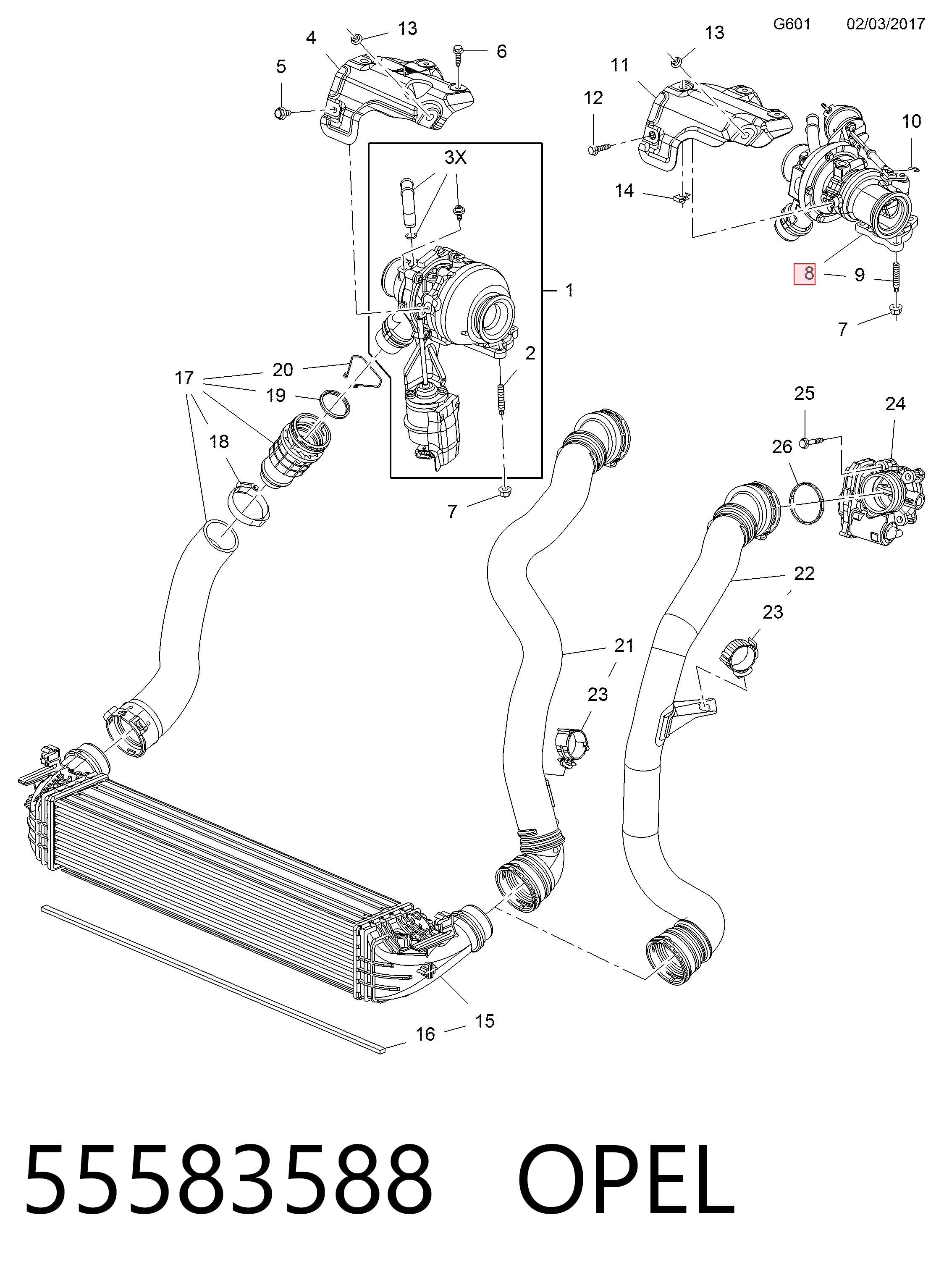 Turbina do Opel Astra K 