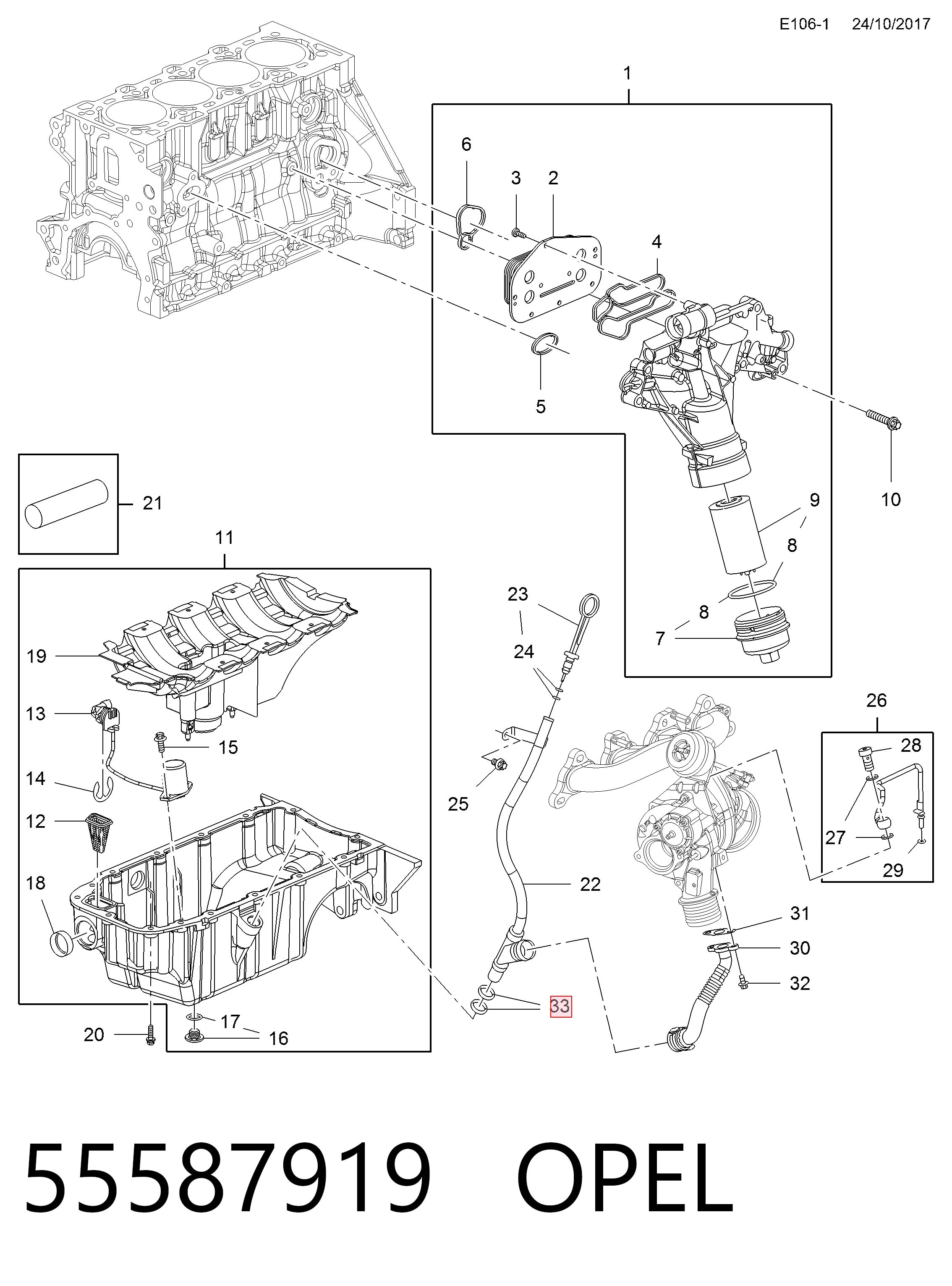 55587919 Peugeot/Citroen Uszczelka (pierścień) przewodu chłodzenia turbiny, powrót