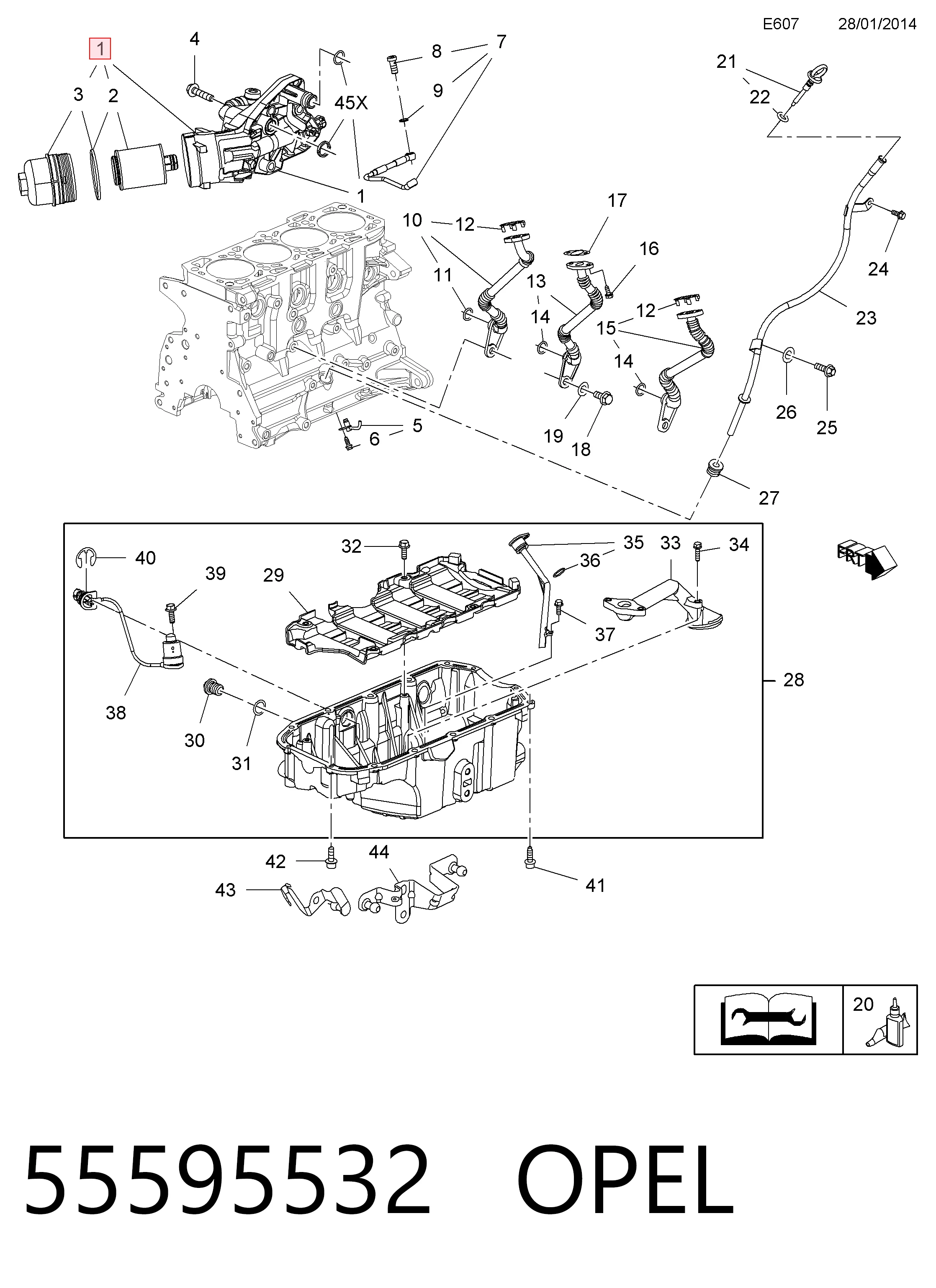 55595532 Opel Obudowa filtra oleju