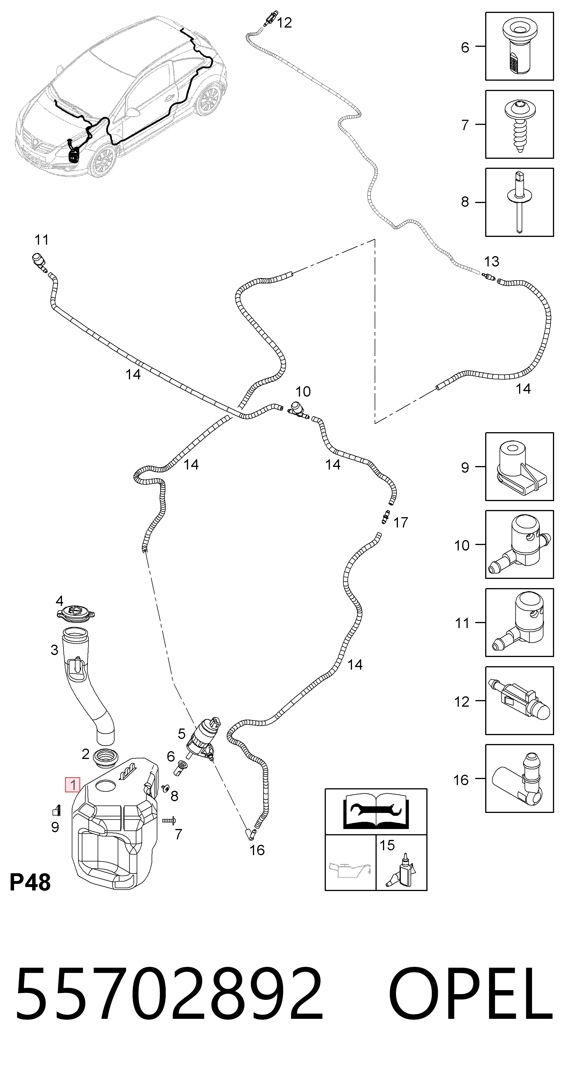 Zbiorniczek spryskiwacza szyb do Opel Corsa D S07