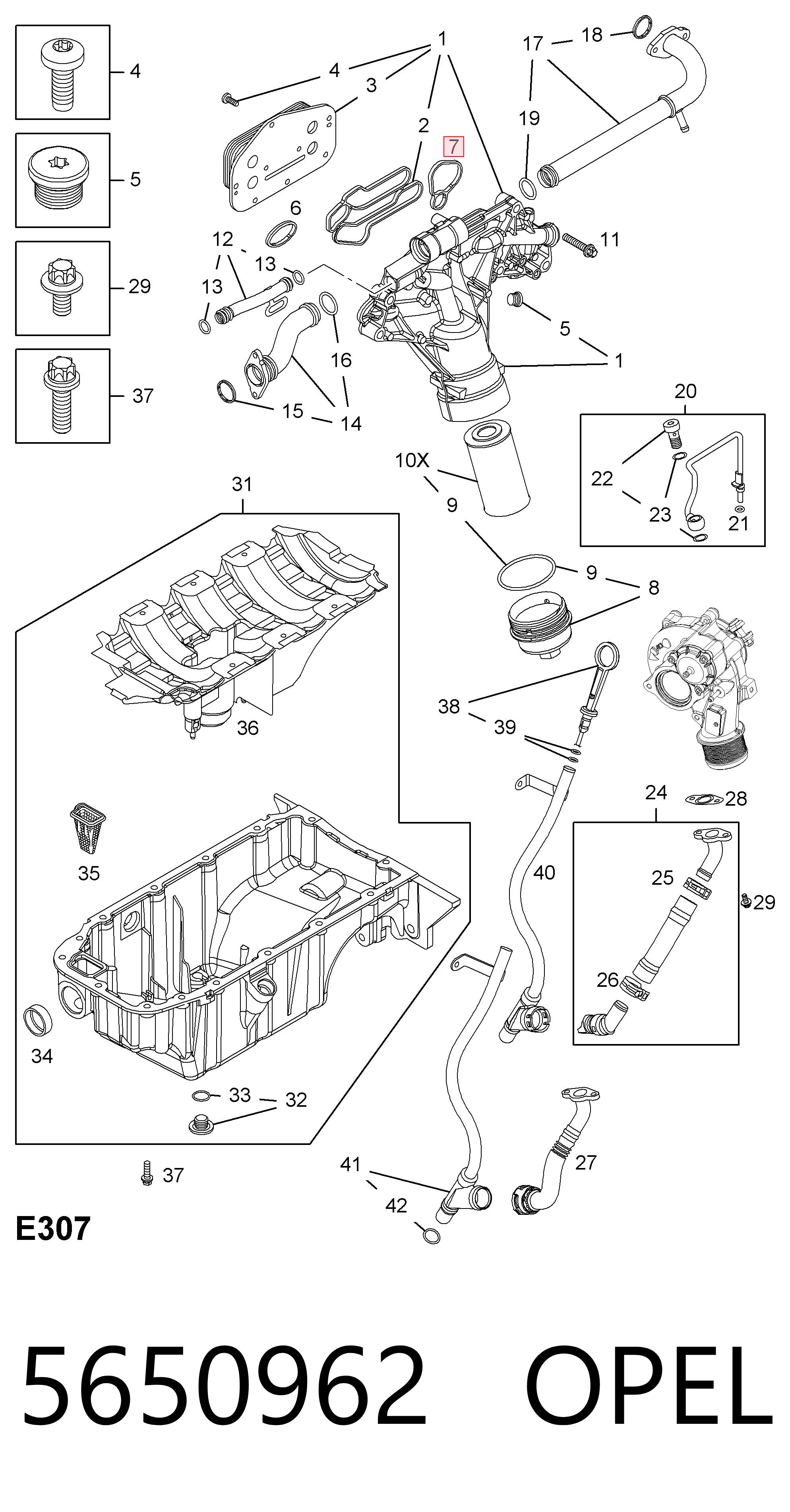 5650962 Opel Uszczelka adaptera filtra oleju