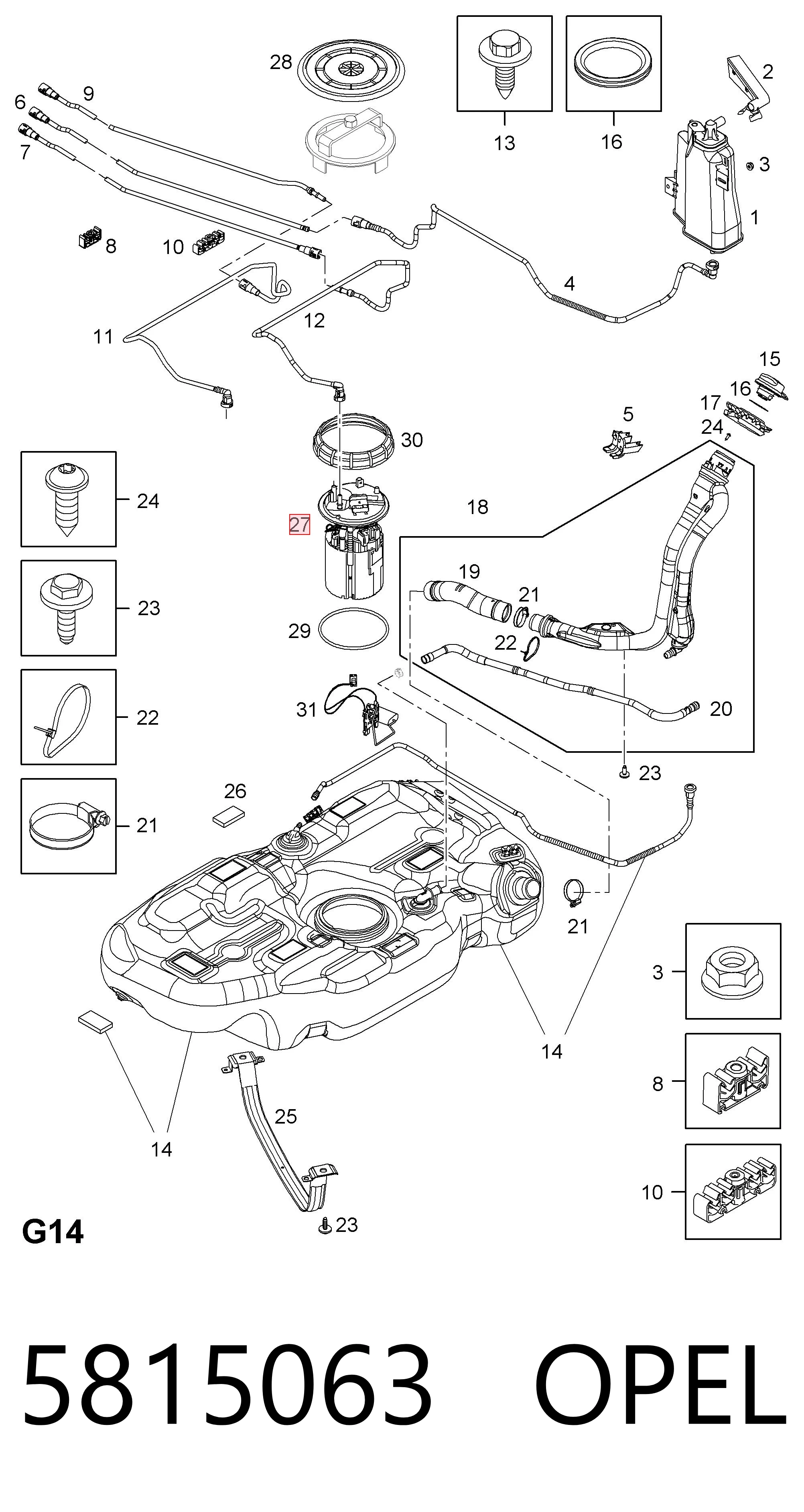 5815063 Opel Moduł pompy paliwowej z czujnikiem poziomu paliwa