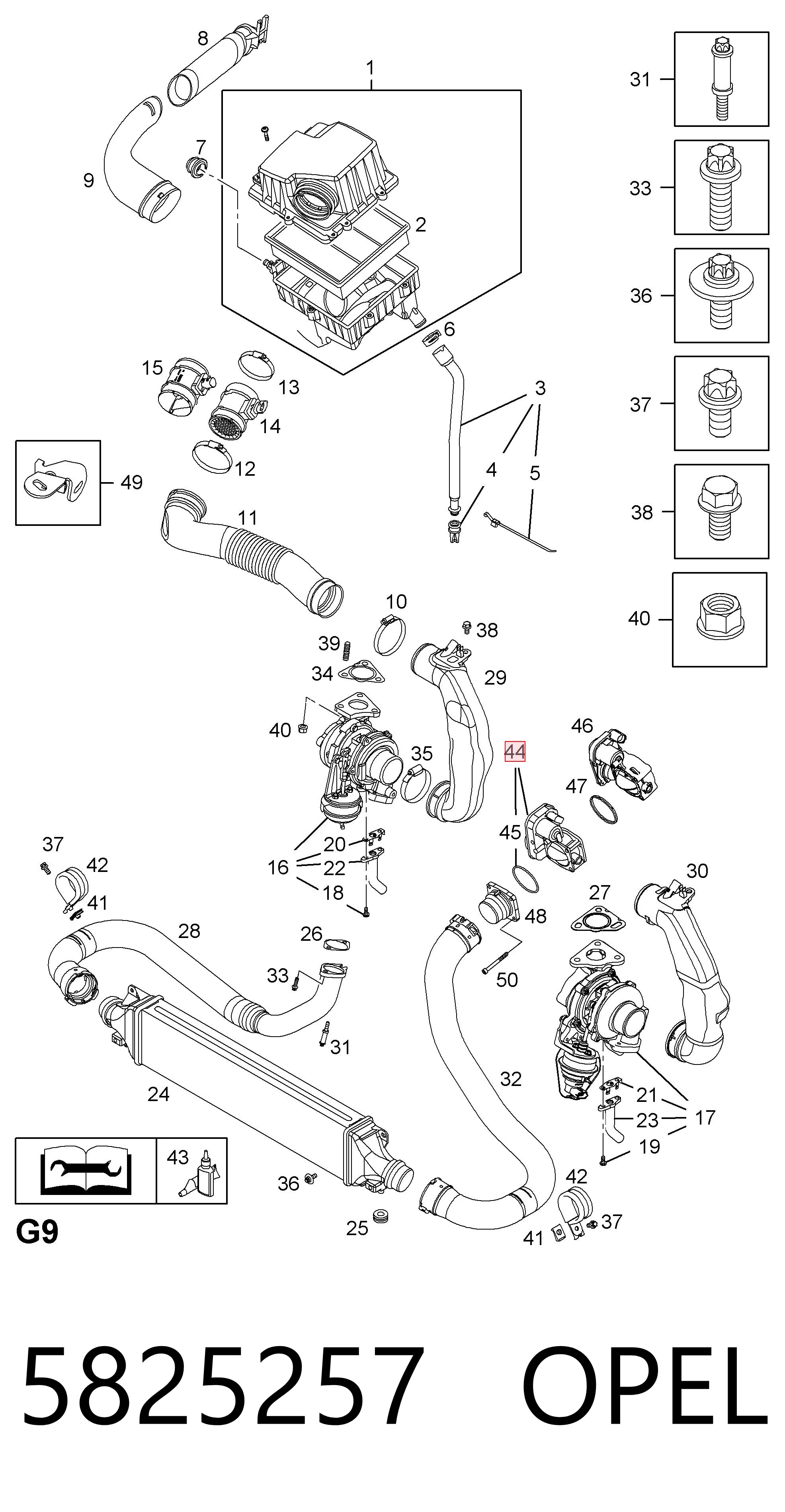 5825257 Opel Przepustnica, komplet