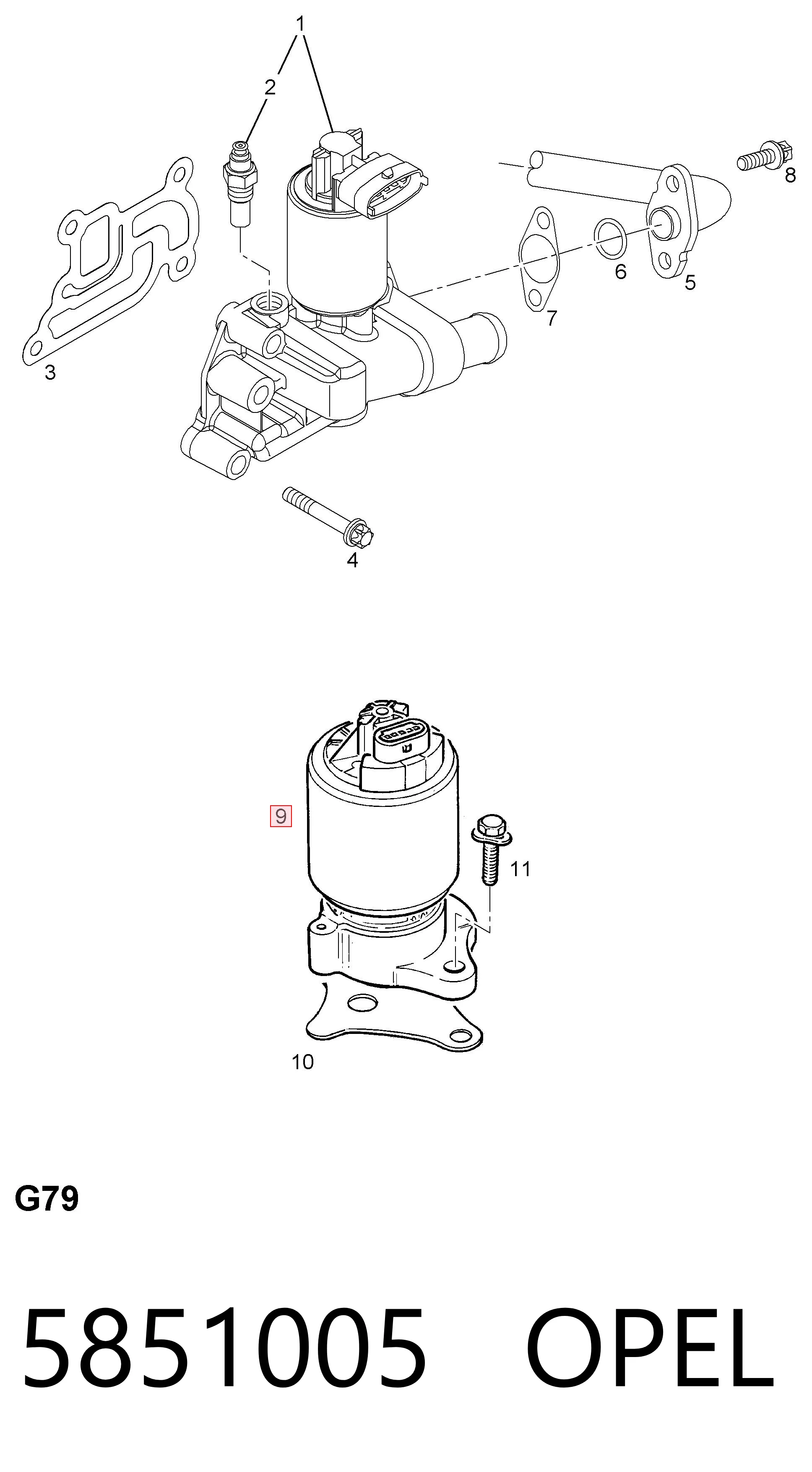 5851005 Opel Zawór recyrkulacji spalin EGR