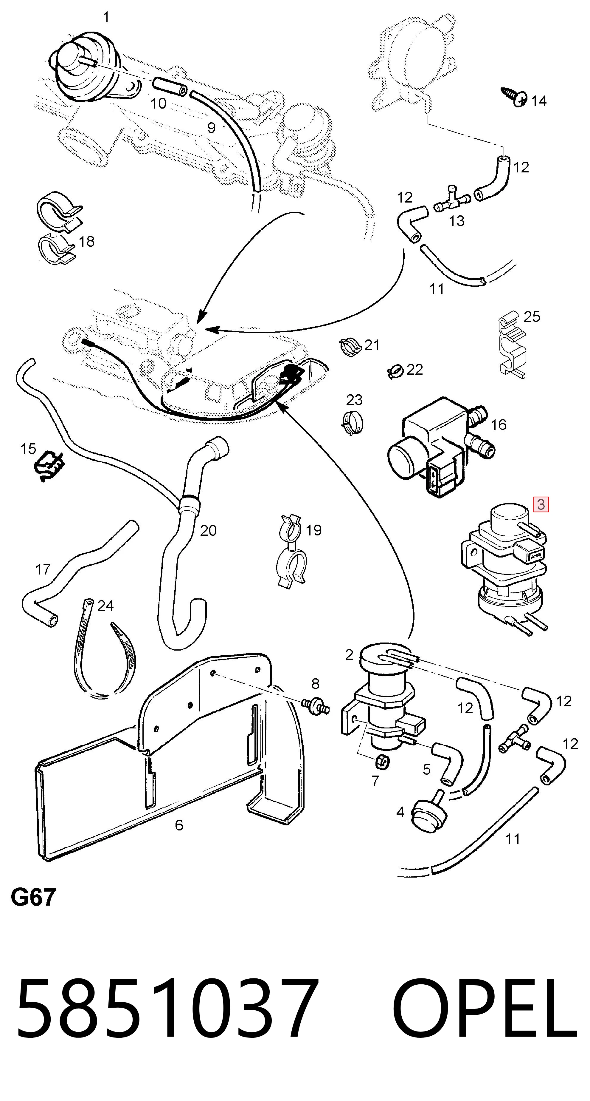 5851037 Opel Zawór elektromagnetyczny regulacji klapy EGR