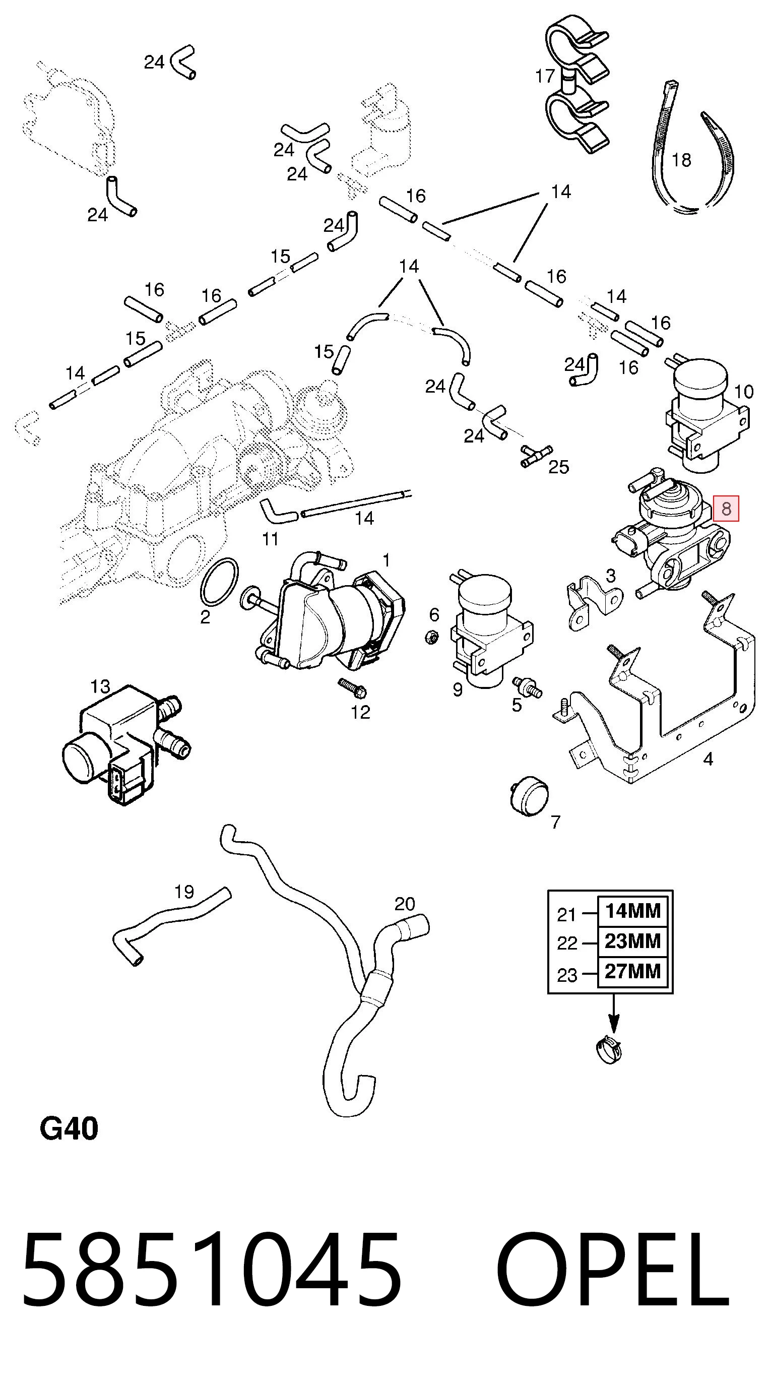 5851045 Opel Przetwornik ciśnienia (solenoid) doładowania