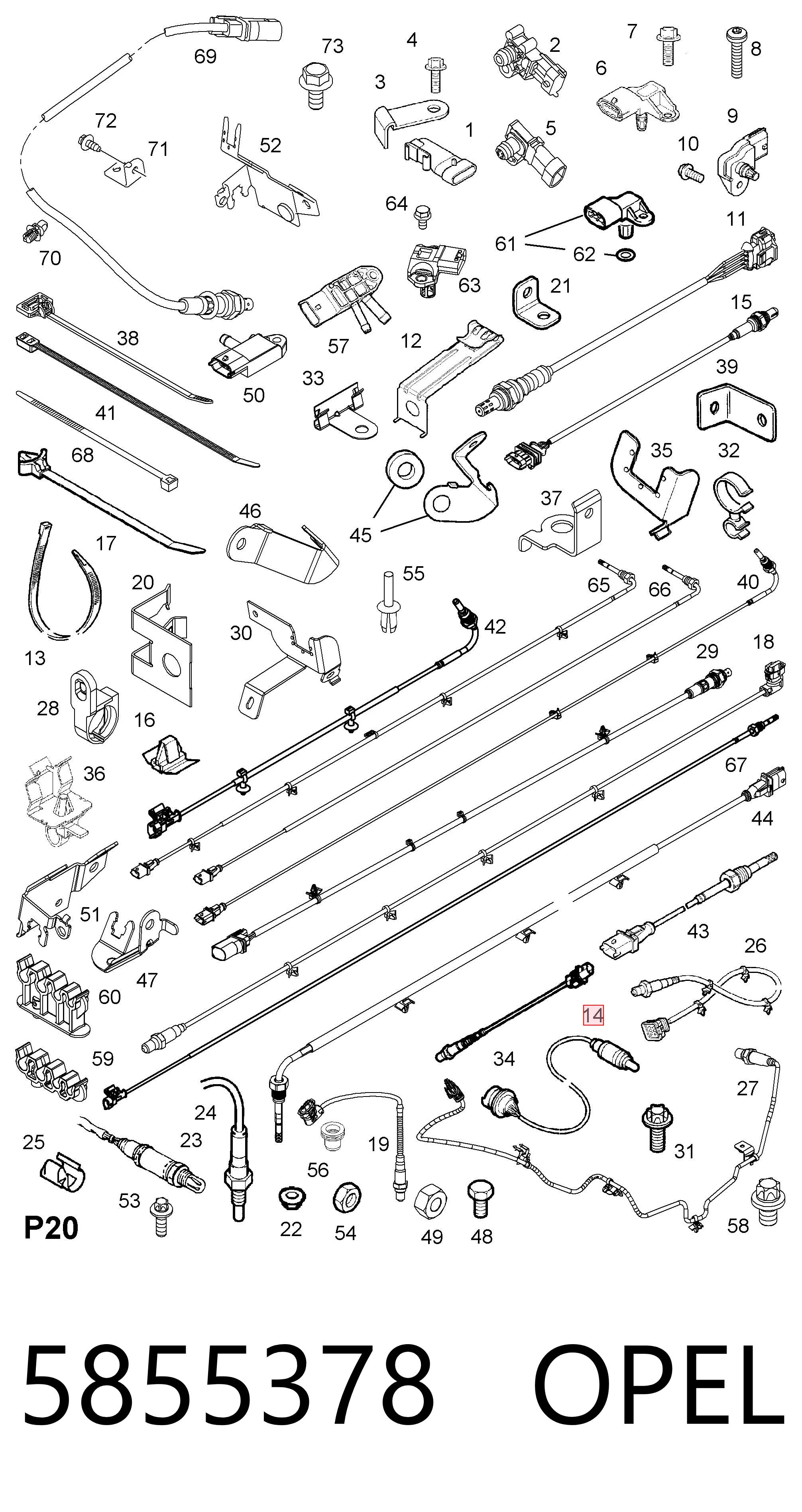 5855378 Opel Sonda lambda czujnik tlenu po katalizatorze